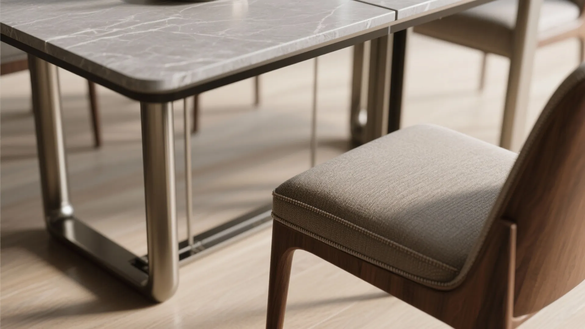 3. Mixed Materials: Stone, Metal, and Upholstery