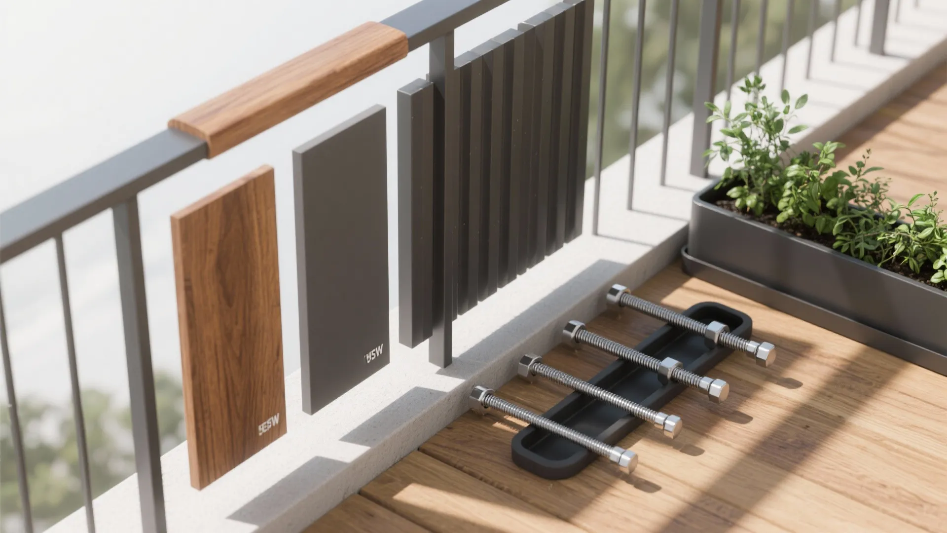 Mixed Materials: Wood Caps, Planters, and Color Play