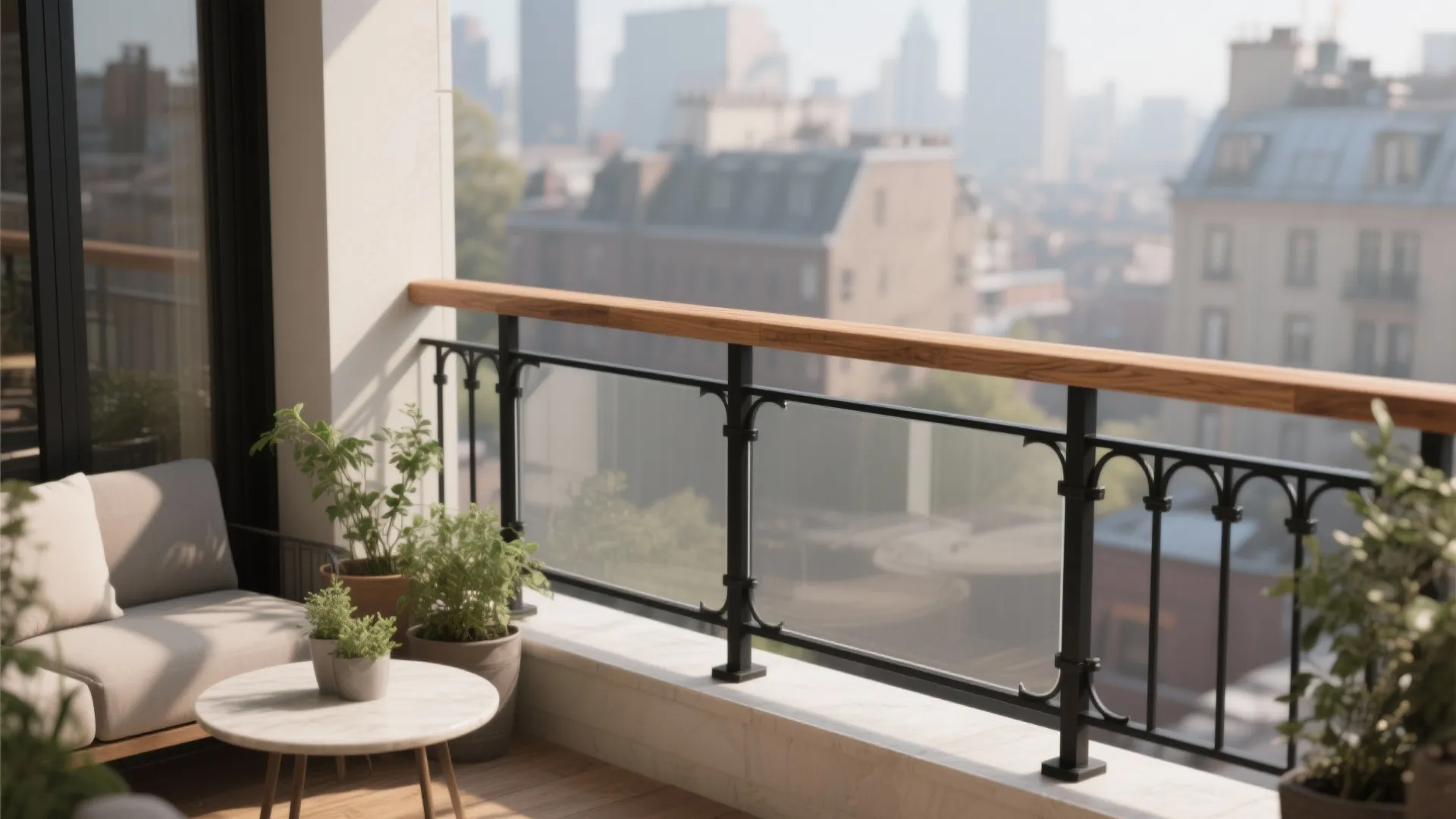 Mixed Materials: Iron + Wood or Glass for Warmth and Clarity