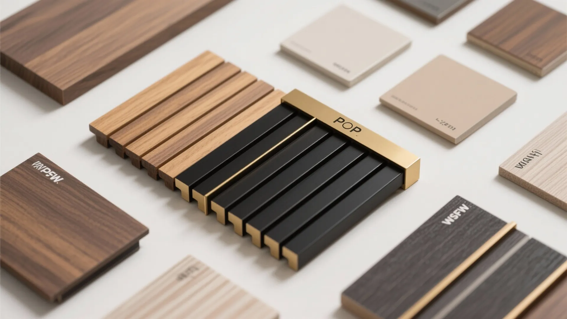 5) Mixed Materials: POP with Wood Slats or Metal Trim