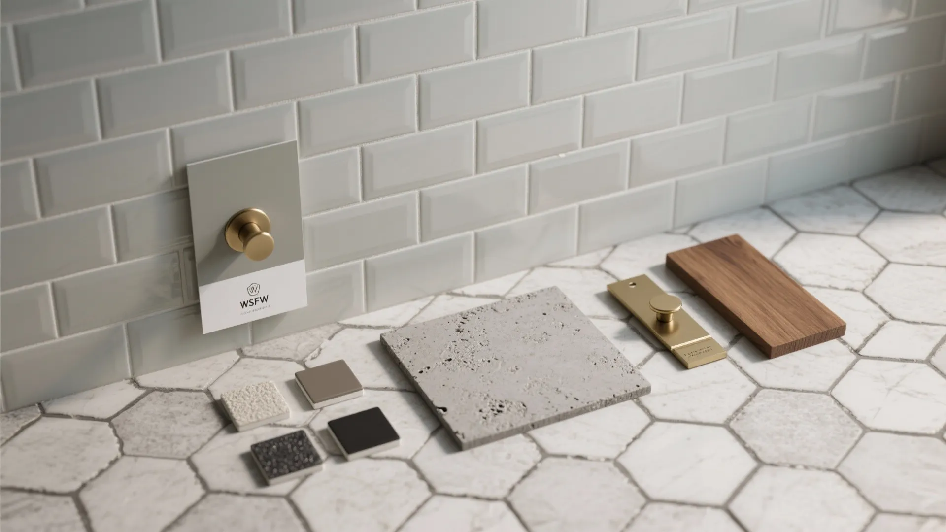 5) Mixed Materials: Gray Subway plus Textured Floor