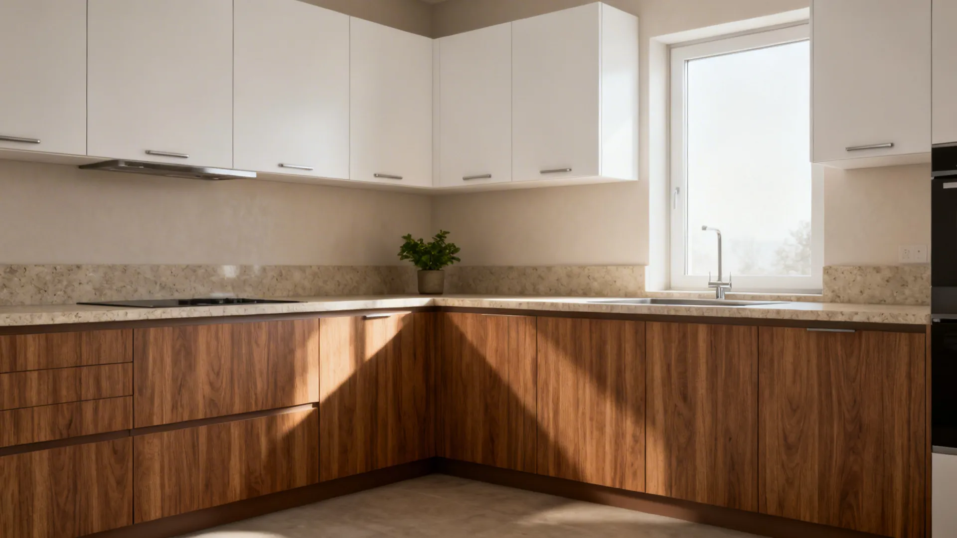 Mixed Materials: Warm Wood Tones with Stone Composites