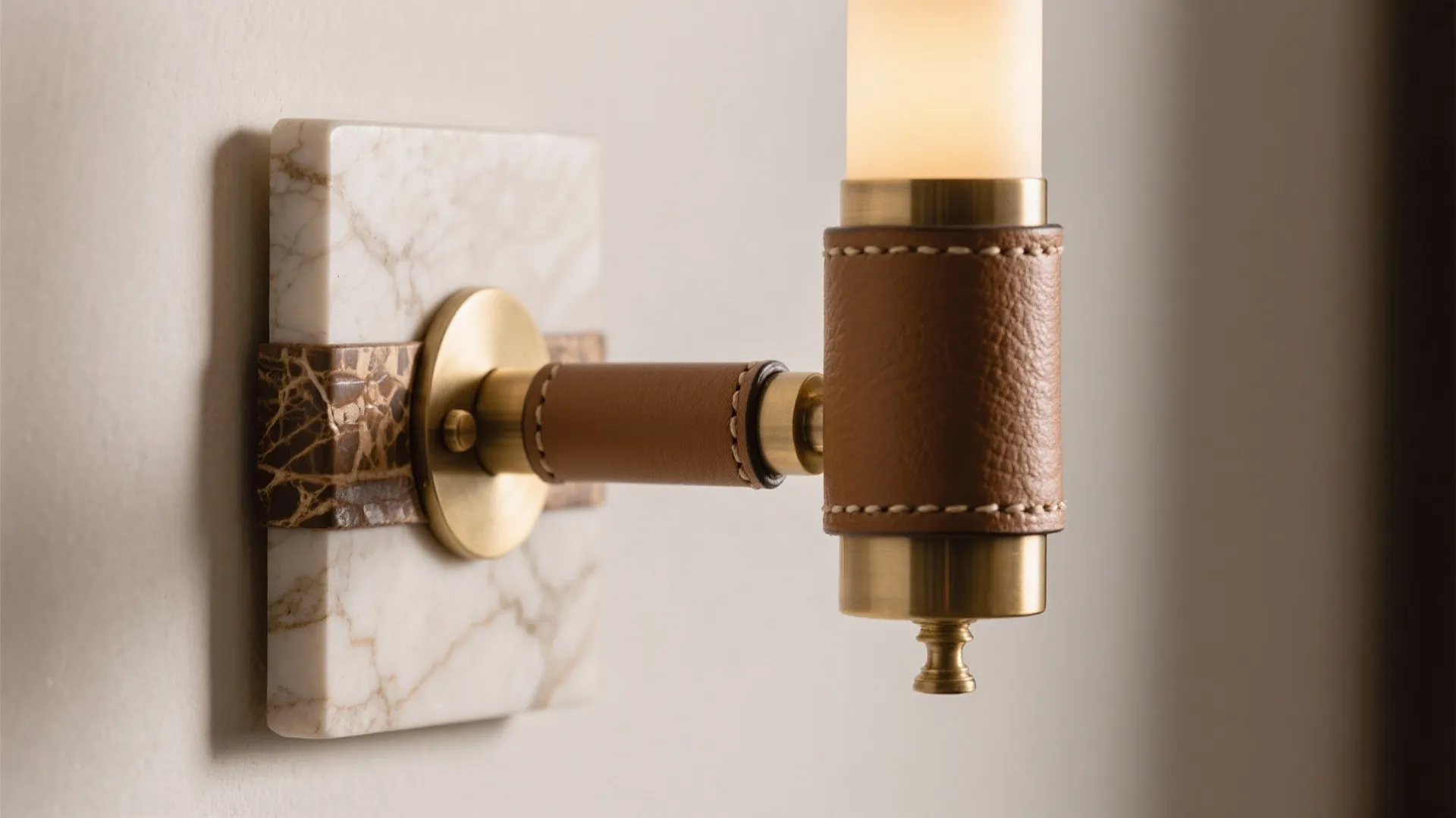 4) Mixed materials: stone, leather, and wood accents