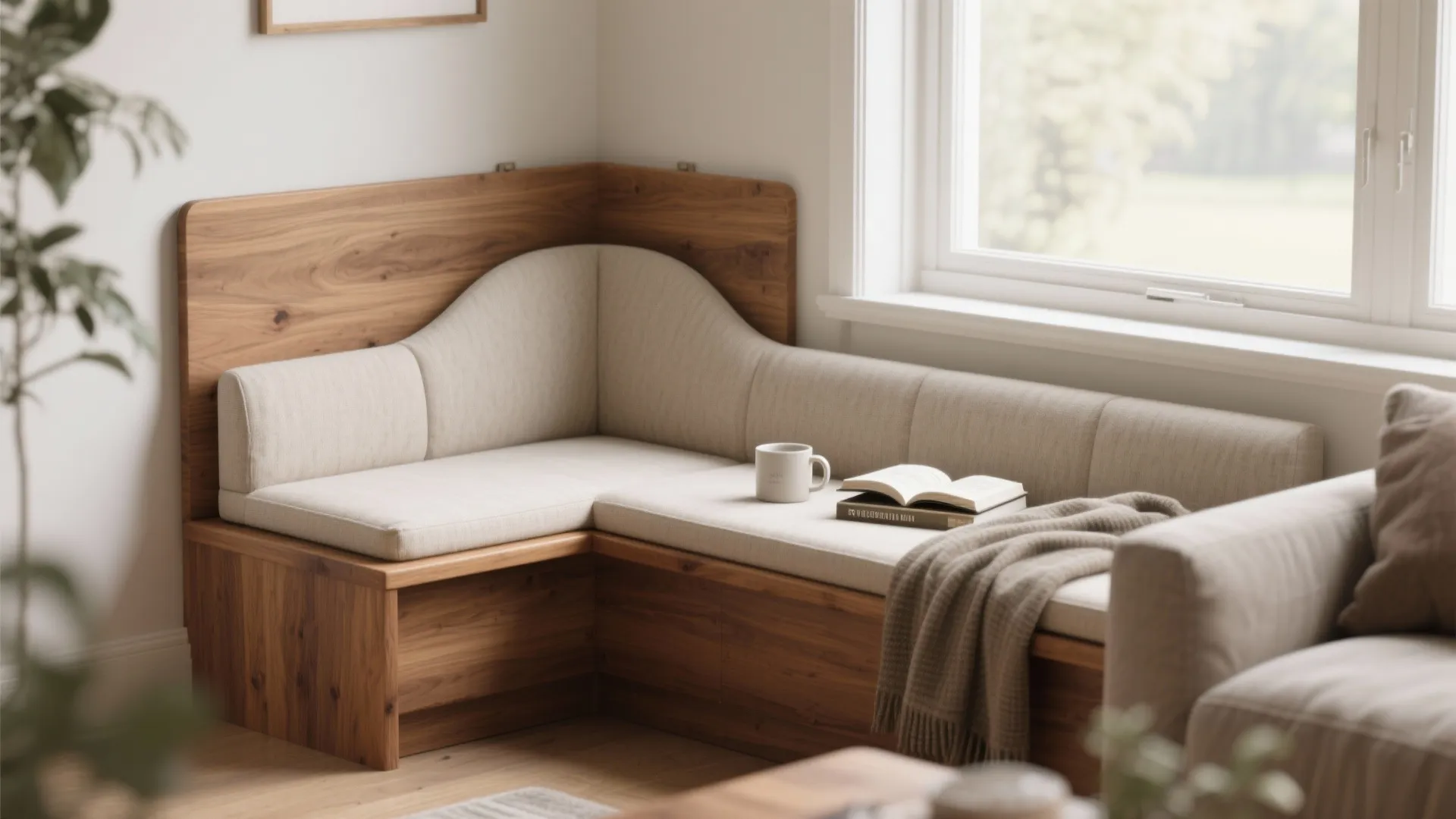 4) Mixed Materials: Wood Seat + Upholstered Back