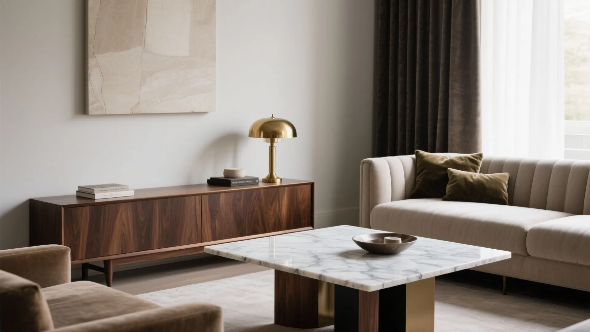 5) Material Juxtaposition: Stone, Wood, Metal, and Plush Textiles