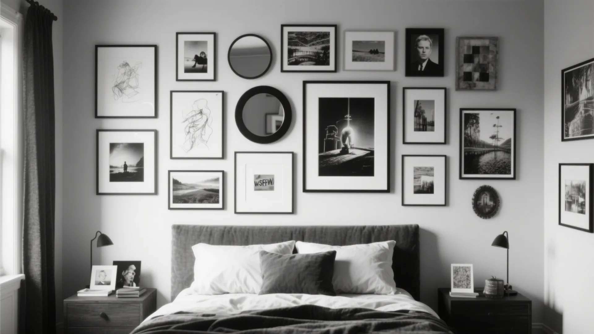 5. Mixed-media black & white cluster