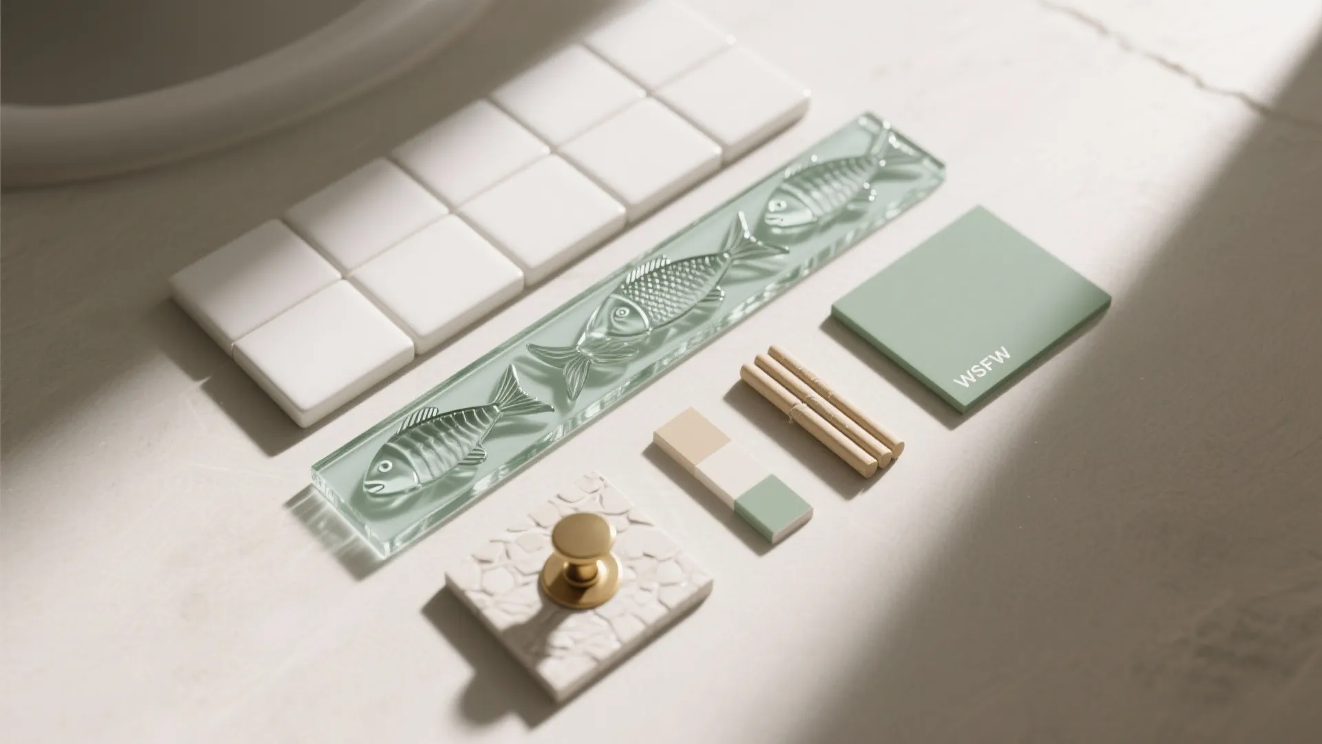 Mixed Media: Glass Fish Accents with Ceramic Field Tiles