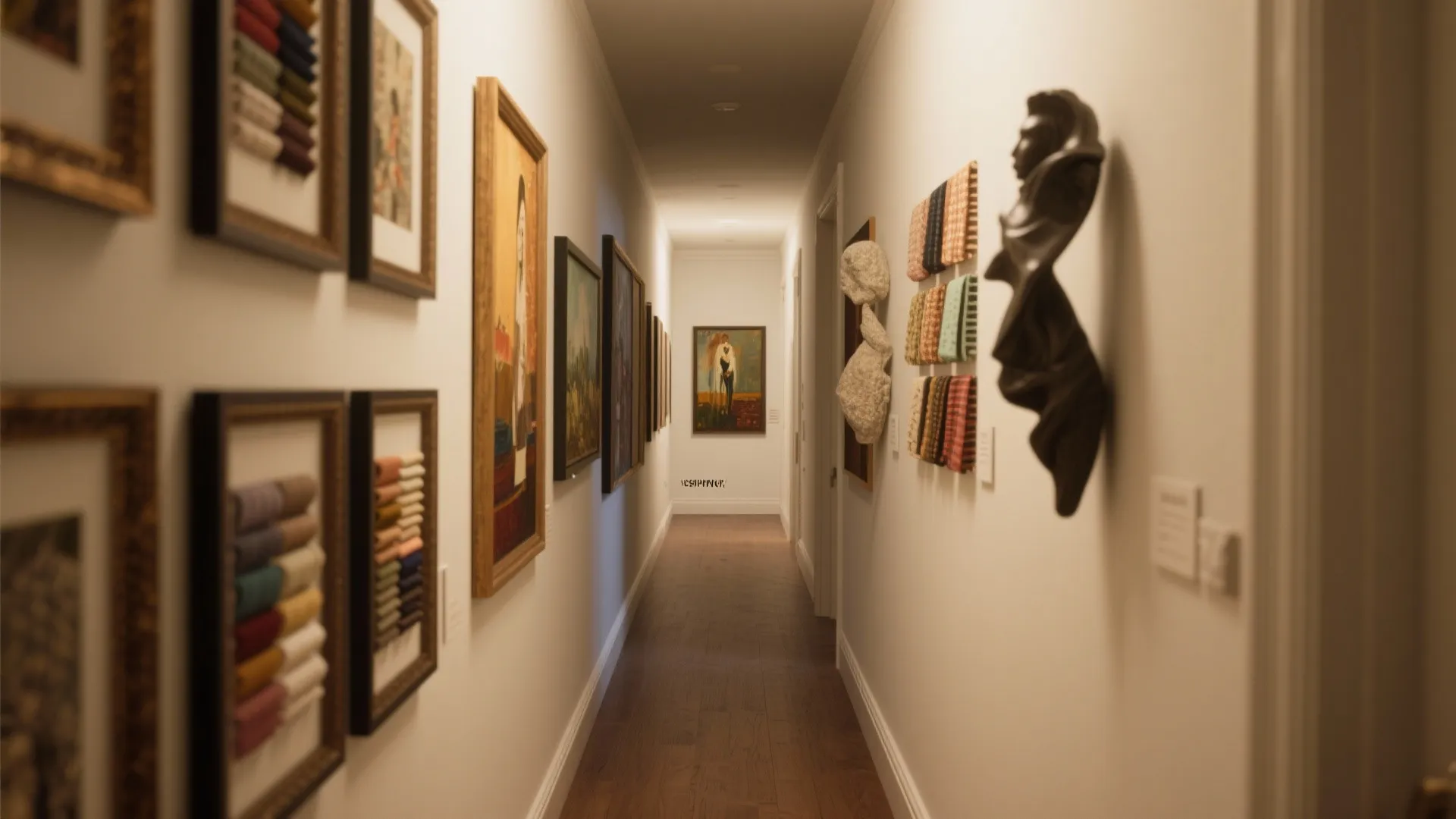 Gallery wall with mixed mediums