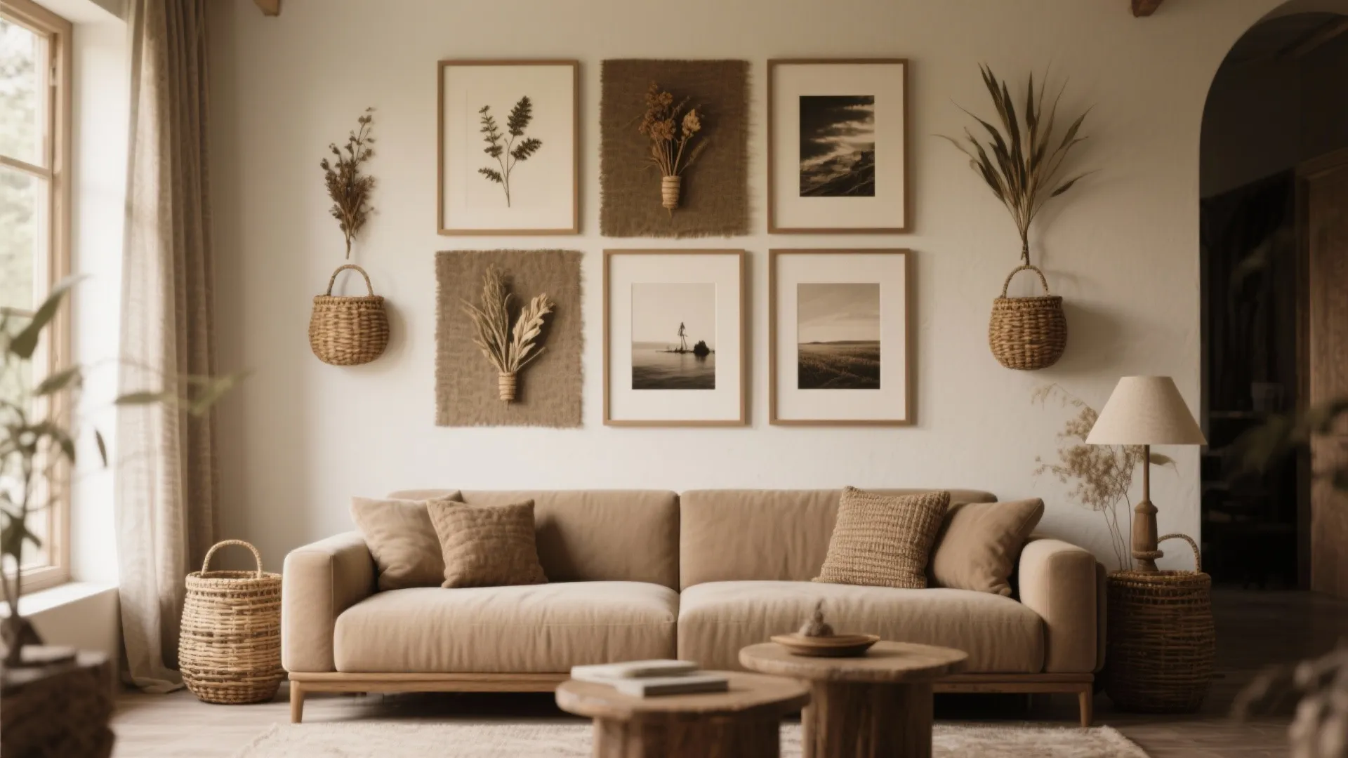 5. Mixed-Media Grid with Natural Elements