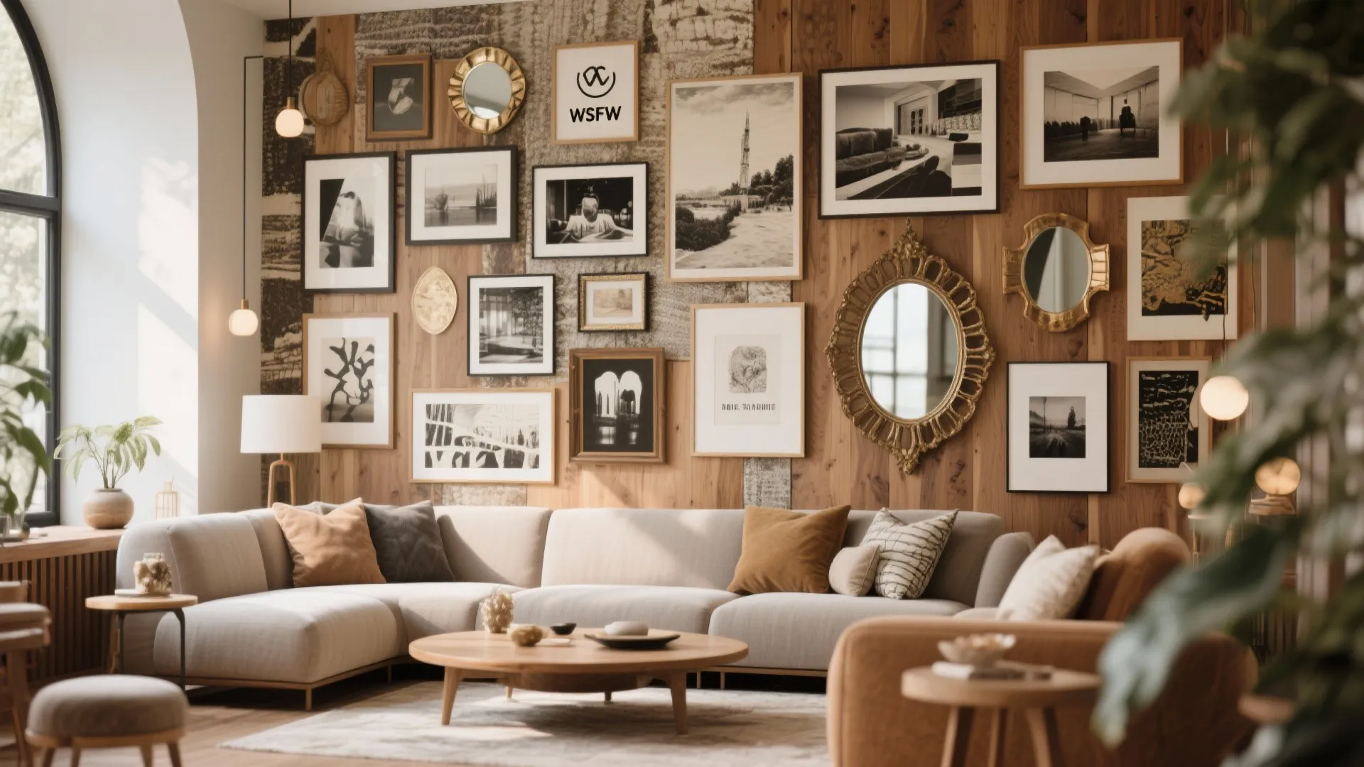 Mixed media wall with photos