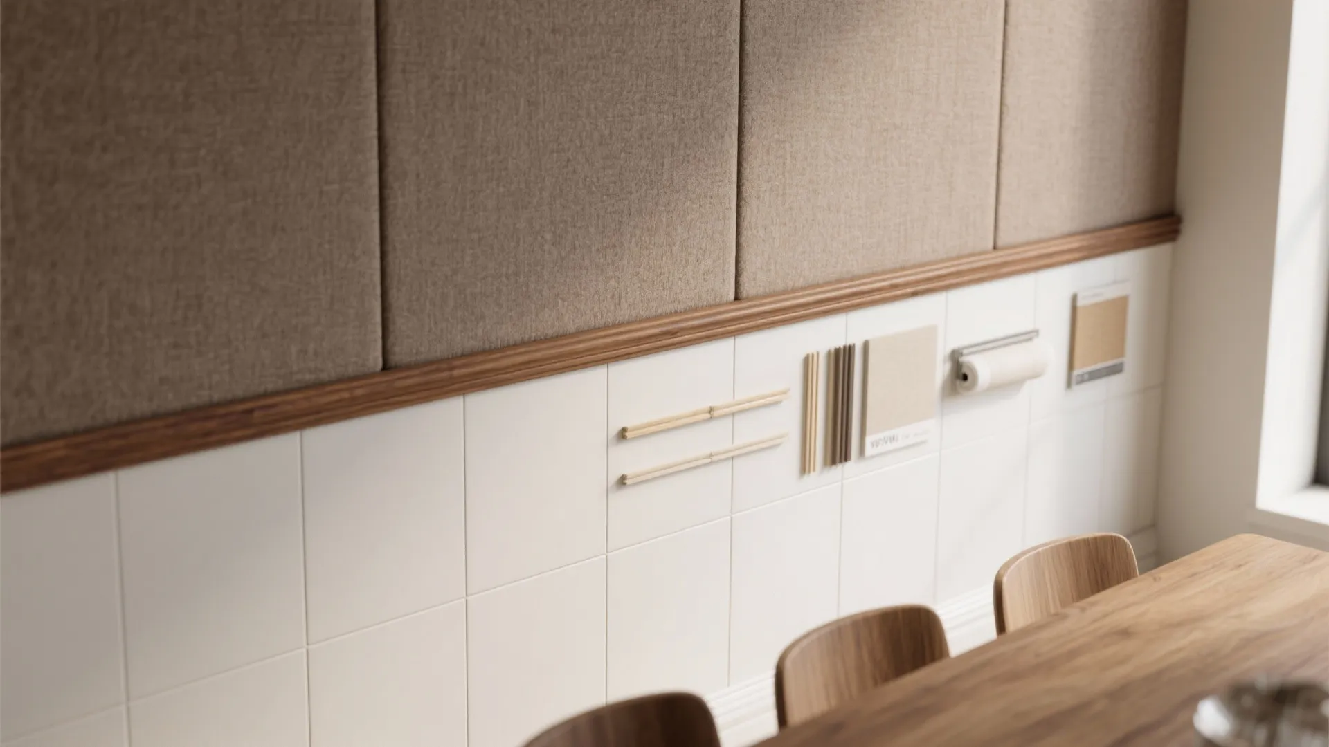 Mixed Media: Tile Plus Acoustic Panels and Warm Trims