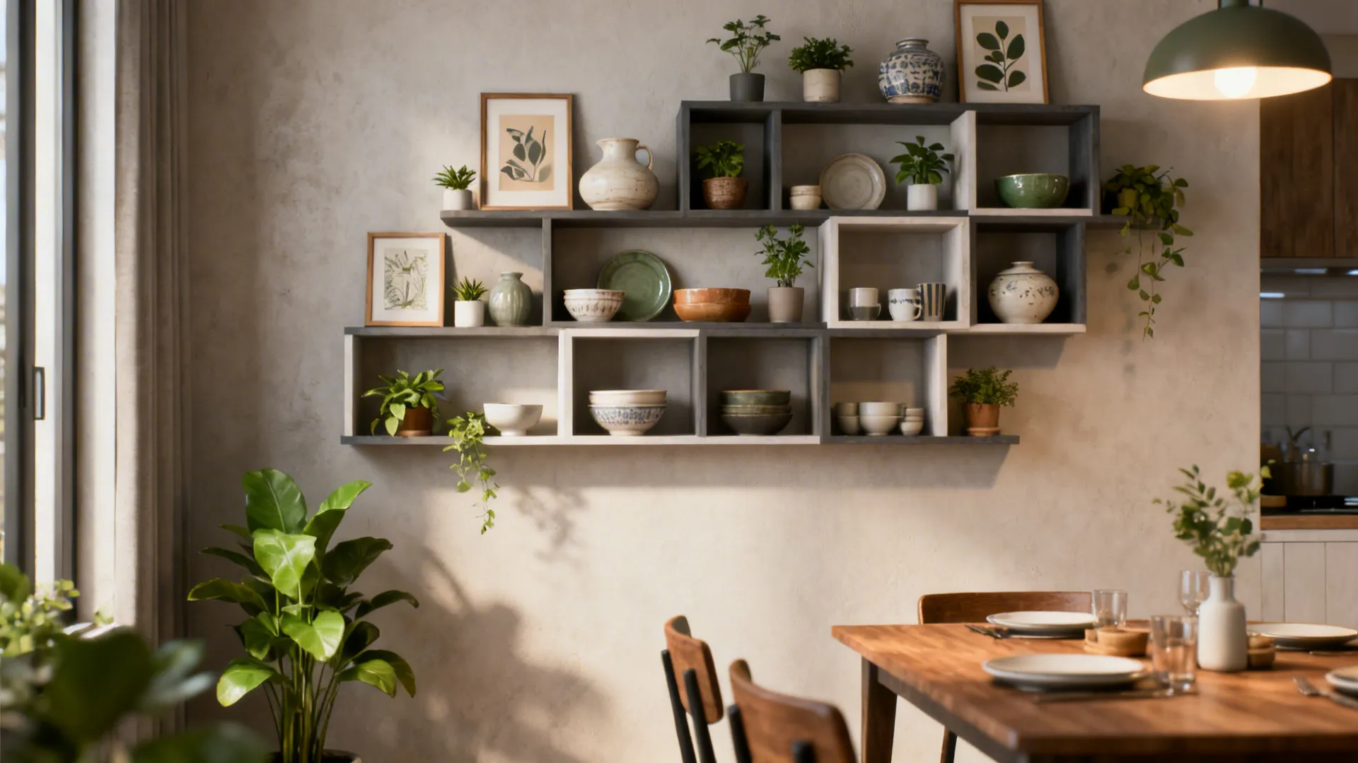 3. Mixed-Media Shelving Displays