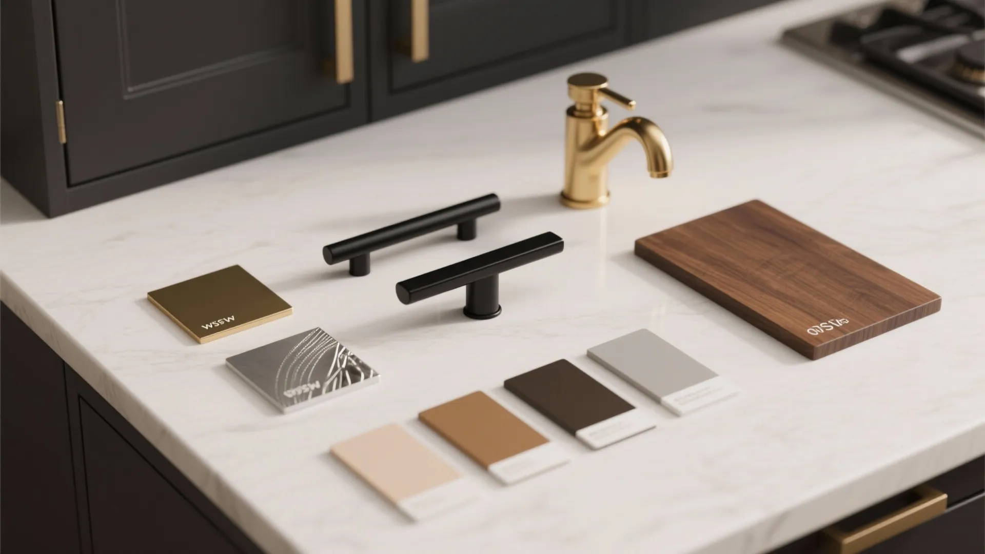 4. Mixed metal accents with black handles