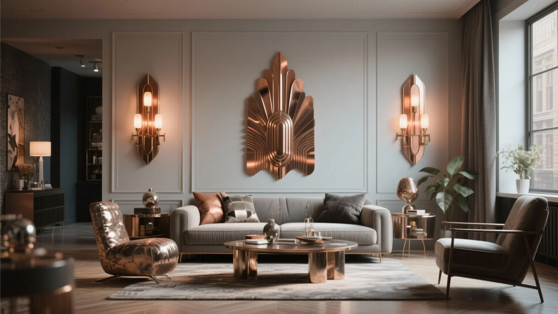 5. Mixed-Metal Art Deco Sconces