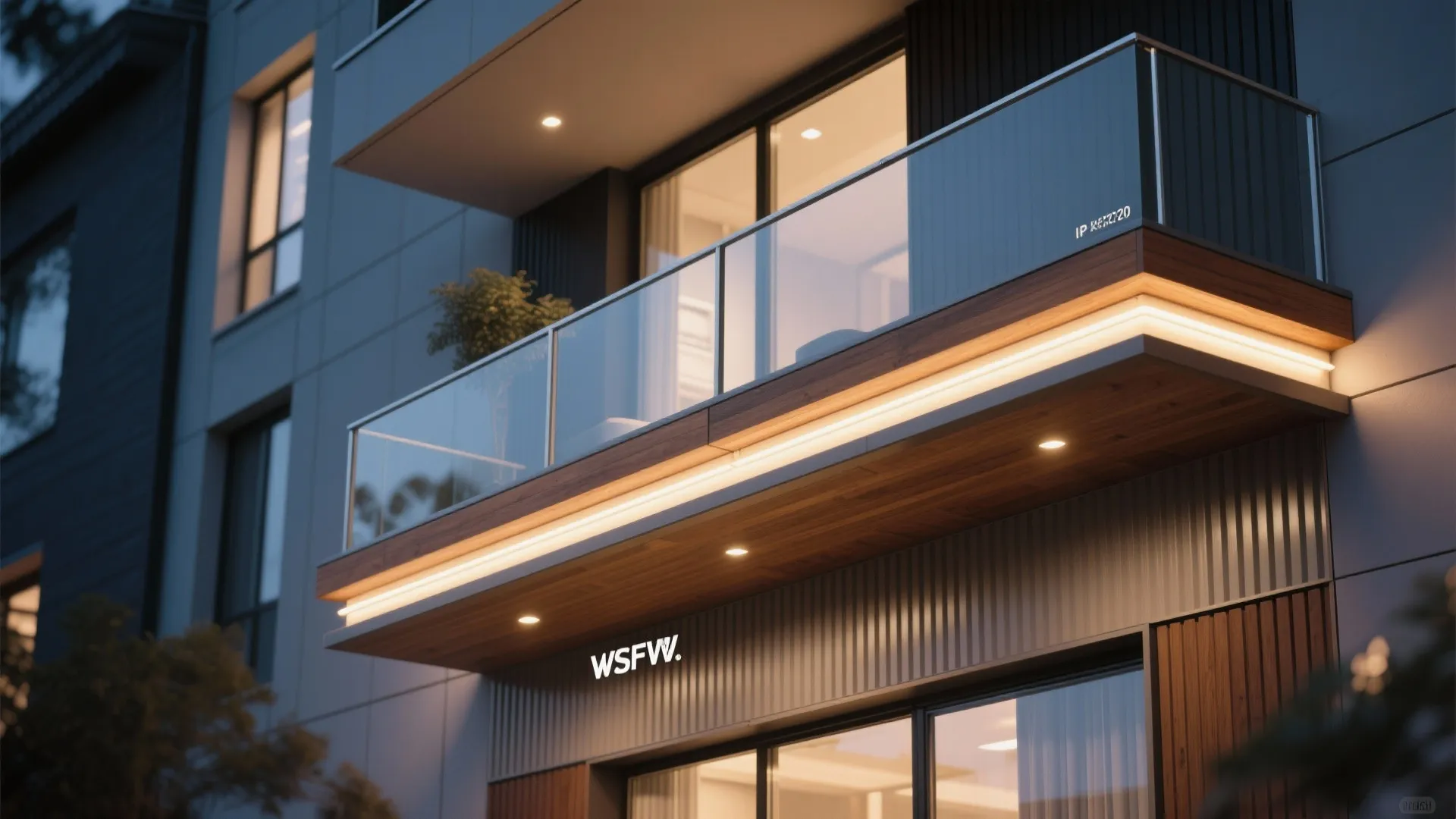 Mixed-material railing and lighting integration