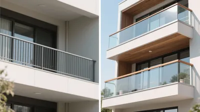 Modern Balcony Design with Glass Railing and Wood Accent