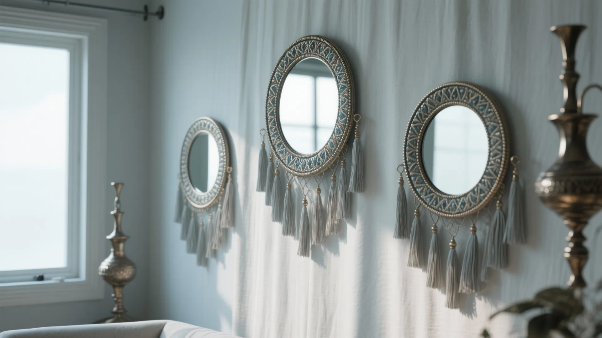 Mixed-Media Shine: Mirrors, Metal Rings, and Fringe