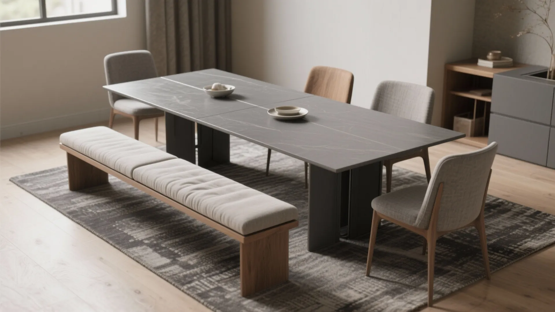 2. Pair with mixed seating for a flexible look