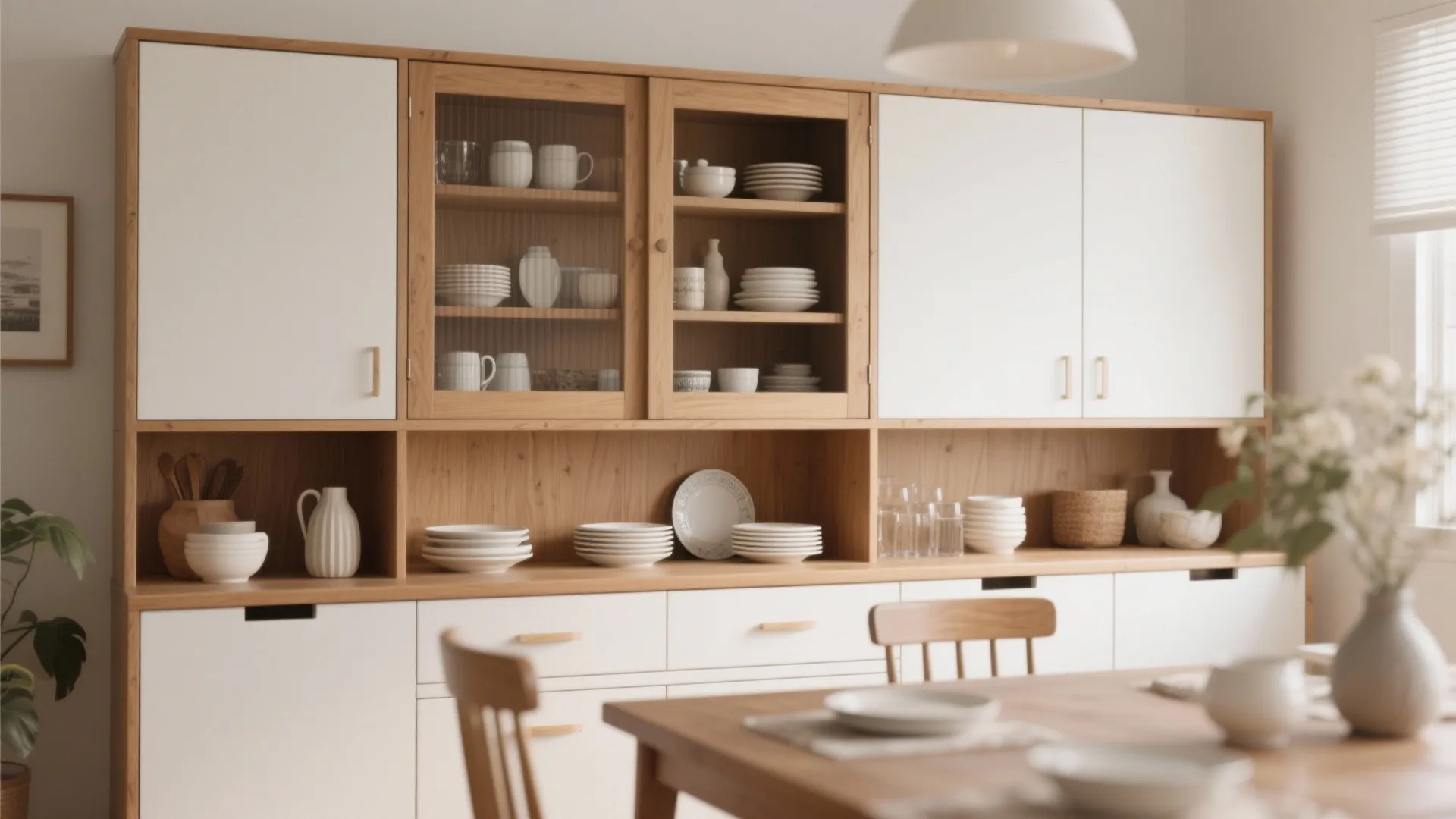 2. Mix Open Shelving with Closed Cabinets