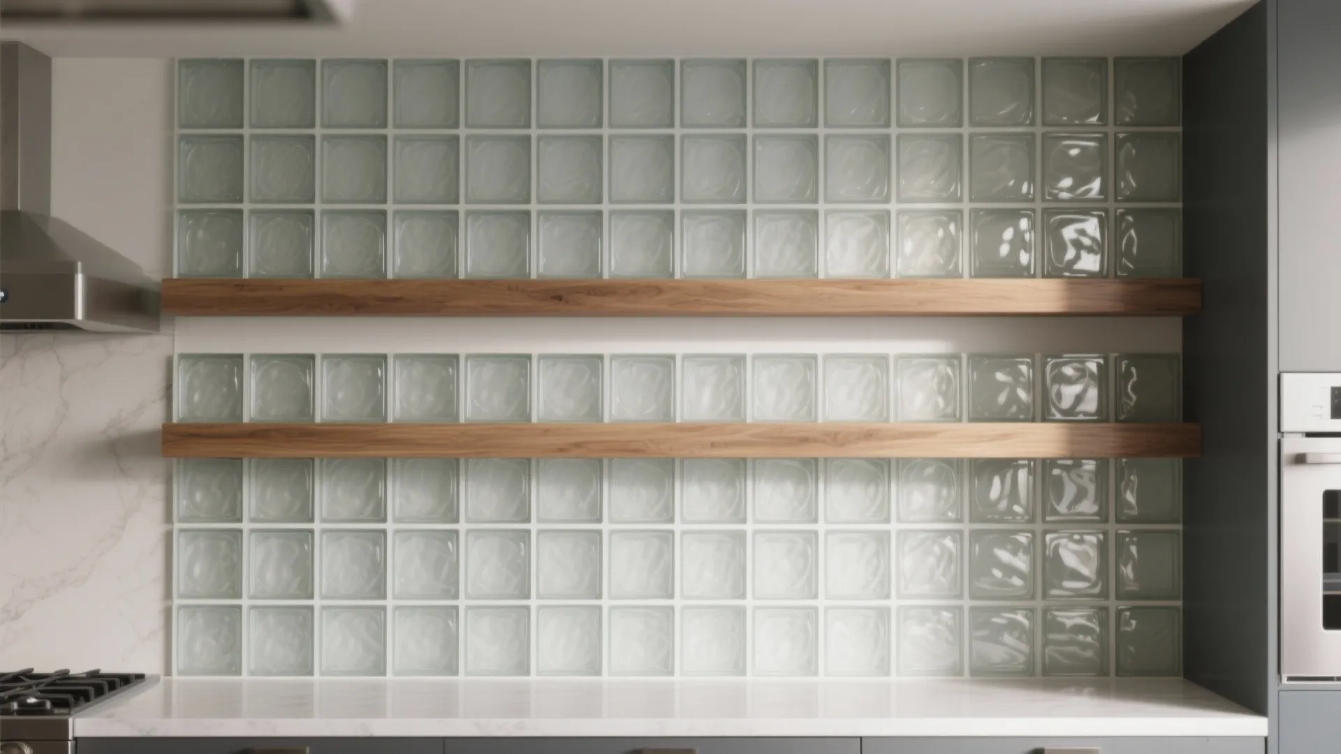 Accent wall panel with mixed-size blocks