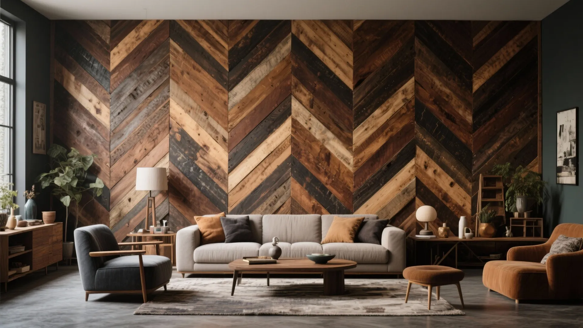 3. Statement Wall with Mixed Stains