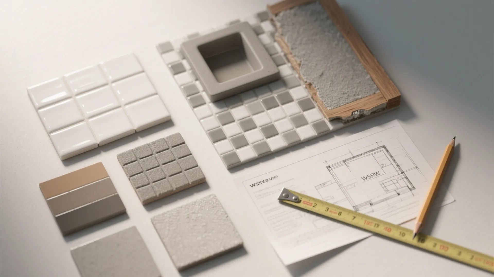 5. Mixed tile sizes and materials for texture