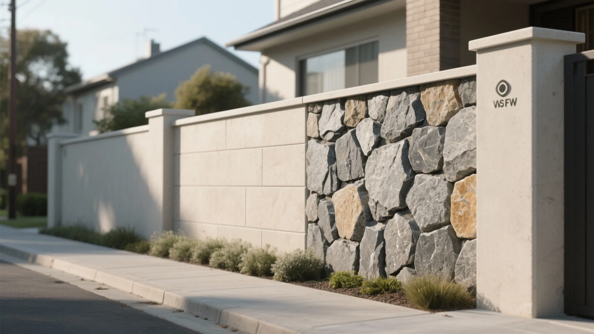 2) Mixed textures: rough base, smooth coping