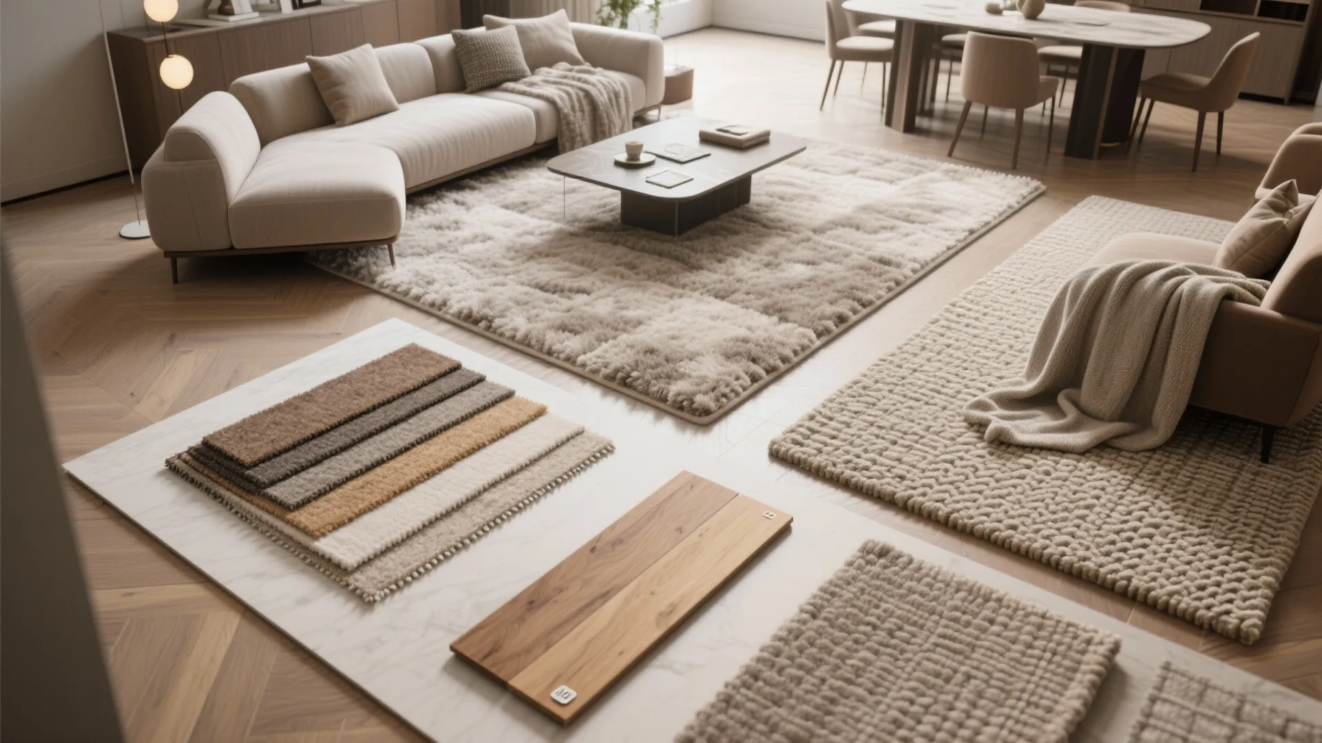 Mixed textures to define spaces