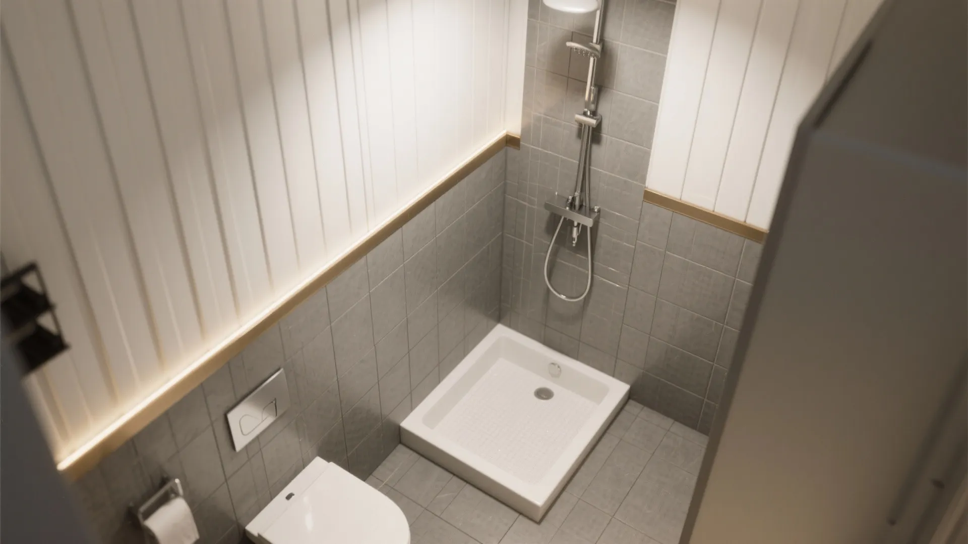 3. Mixed approach: tile wet zones, panels elsewhere