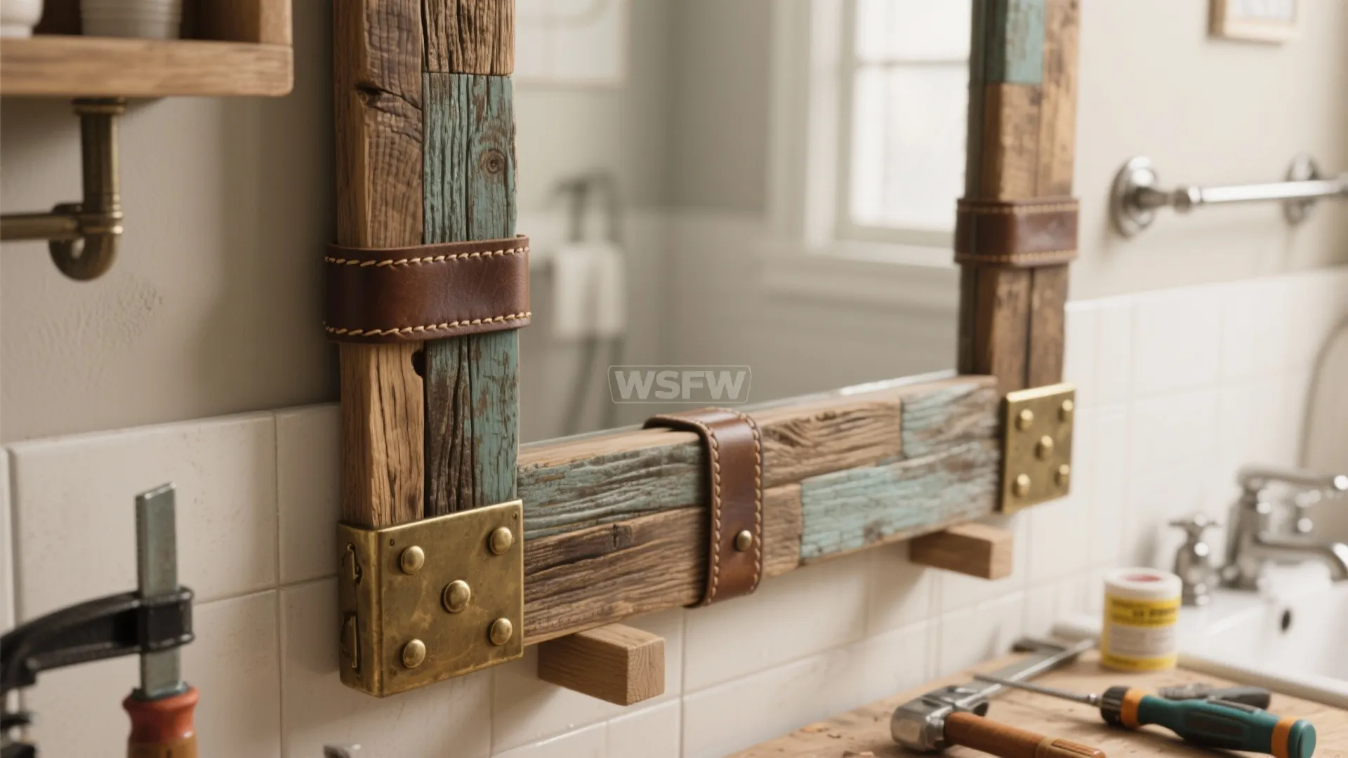 5. Mirror Frame Upcycle with Mixed Materials