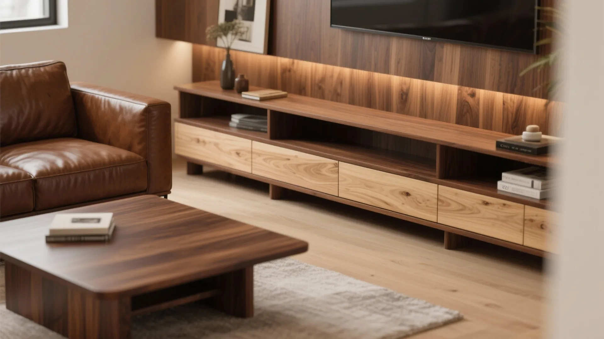 4. Mix woods and finishes for a layered look