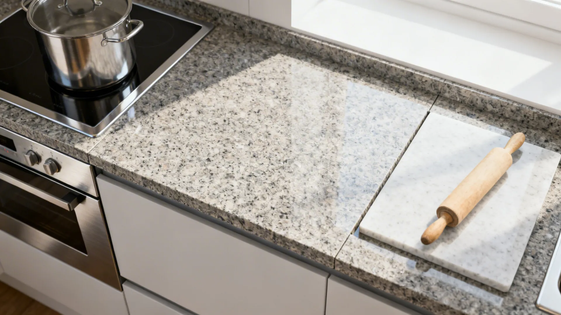 Granite + Stainless or Quartz Inserts for Functional Zones