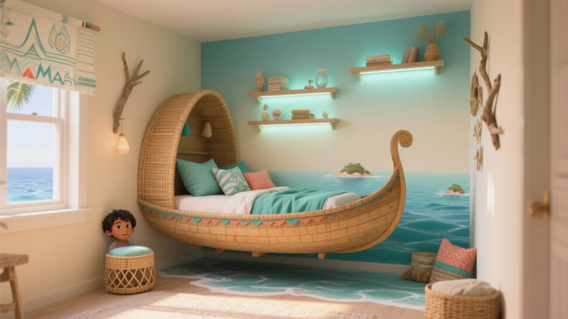 Moana Bedroom Decor: 5 Ideas: Bring ocean magic into a small room with 5 easy Moana-inspired bedroom ideas from a designer with 10+ years of experience