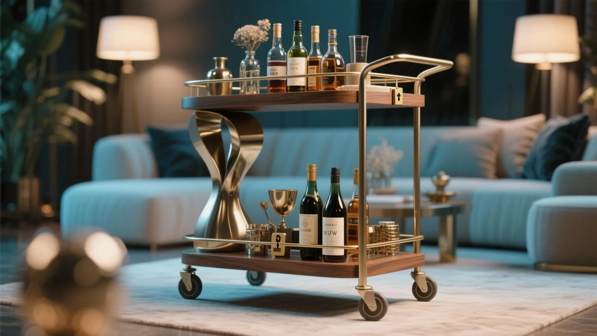4. Mobile Bar Cart That Doubles as Sculpture