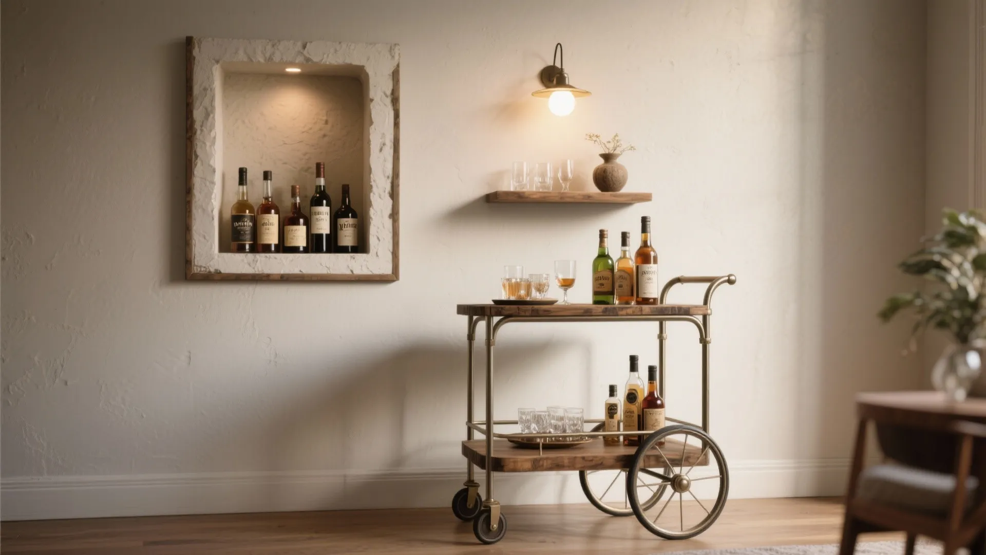 5. Mobile Bar Cart + Display Niche