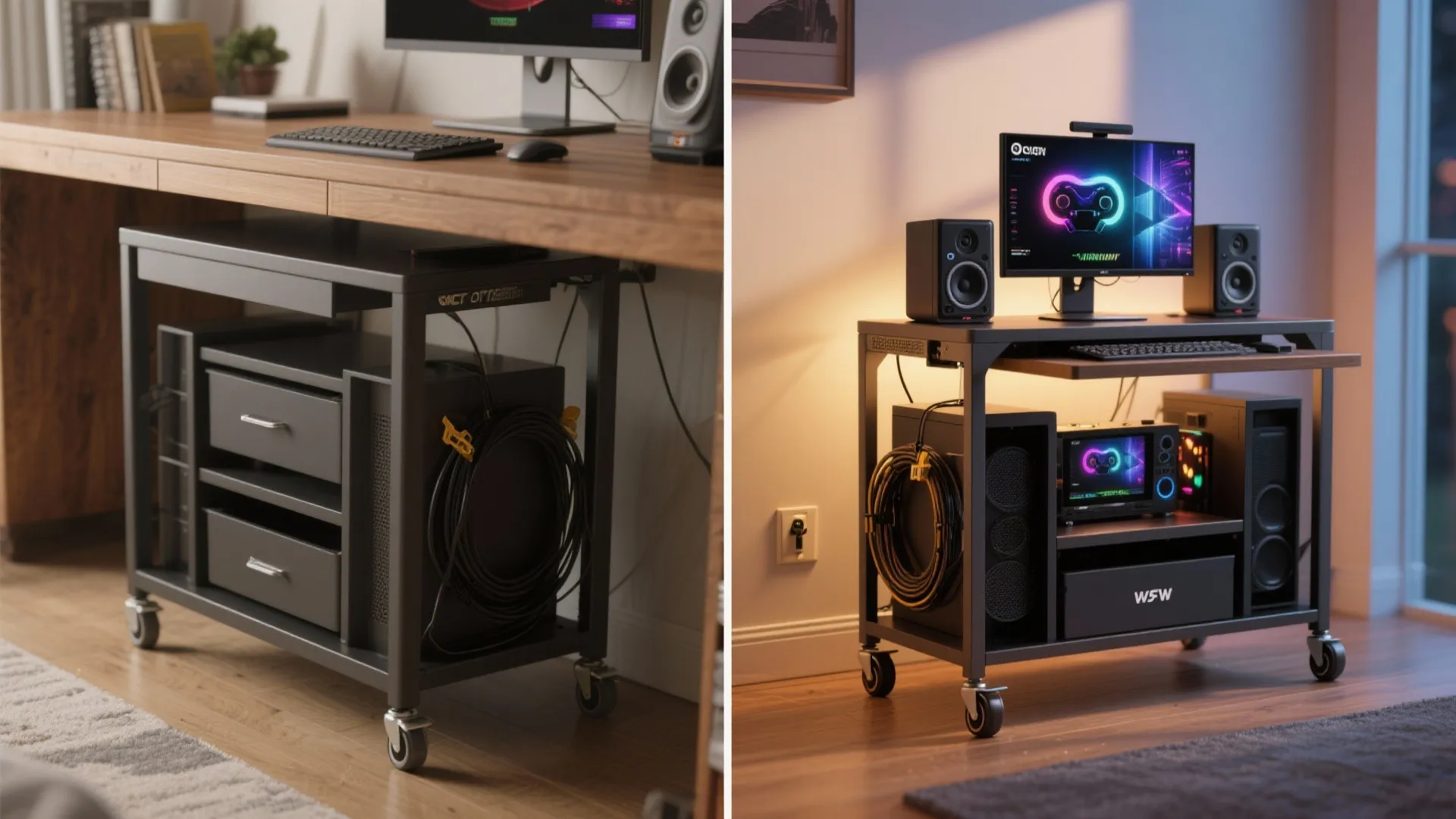 5. Mobile gaming cart that converts to bedside setup