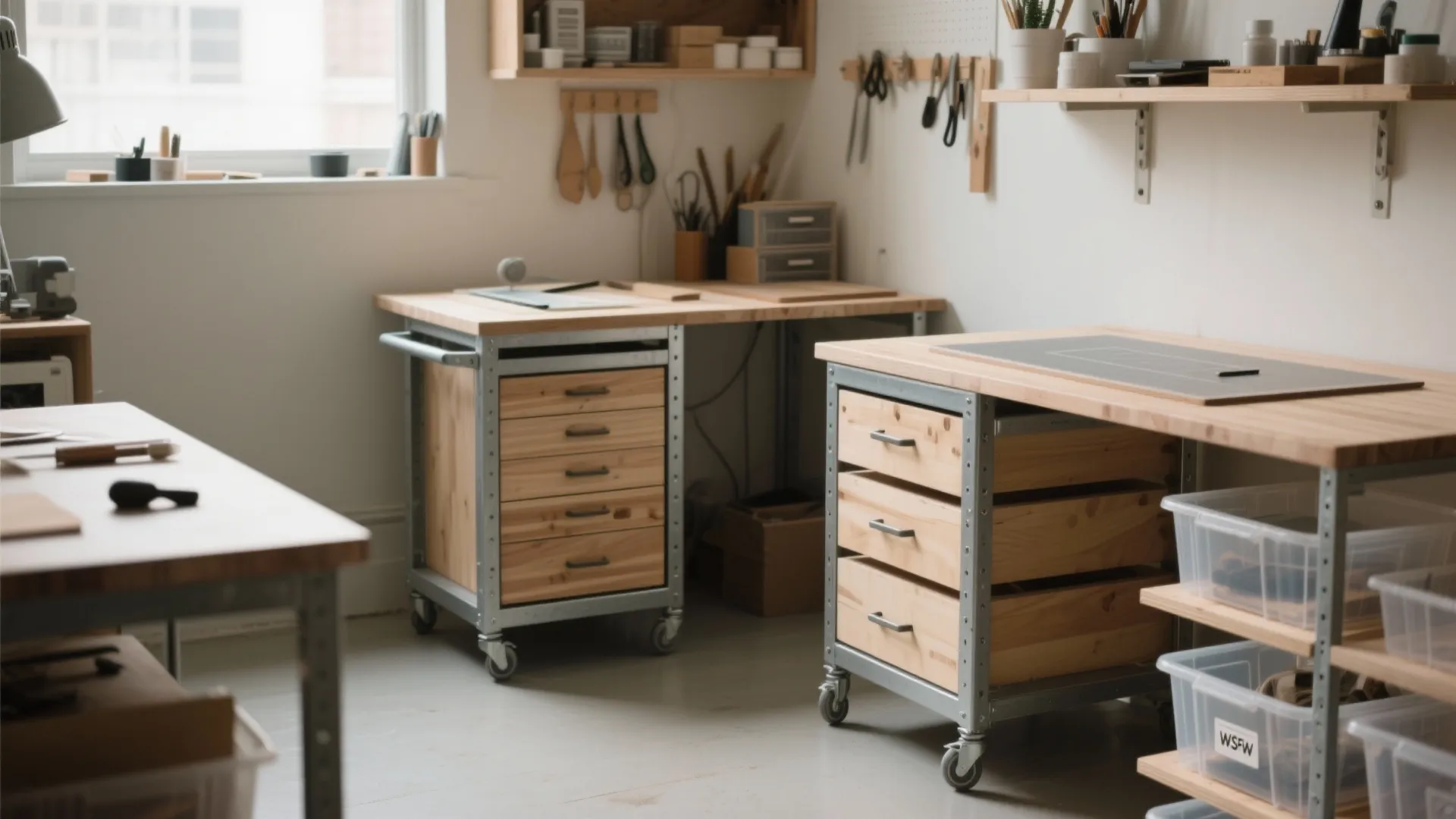 3. Mobile carts to create flexible zones