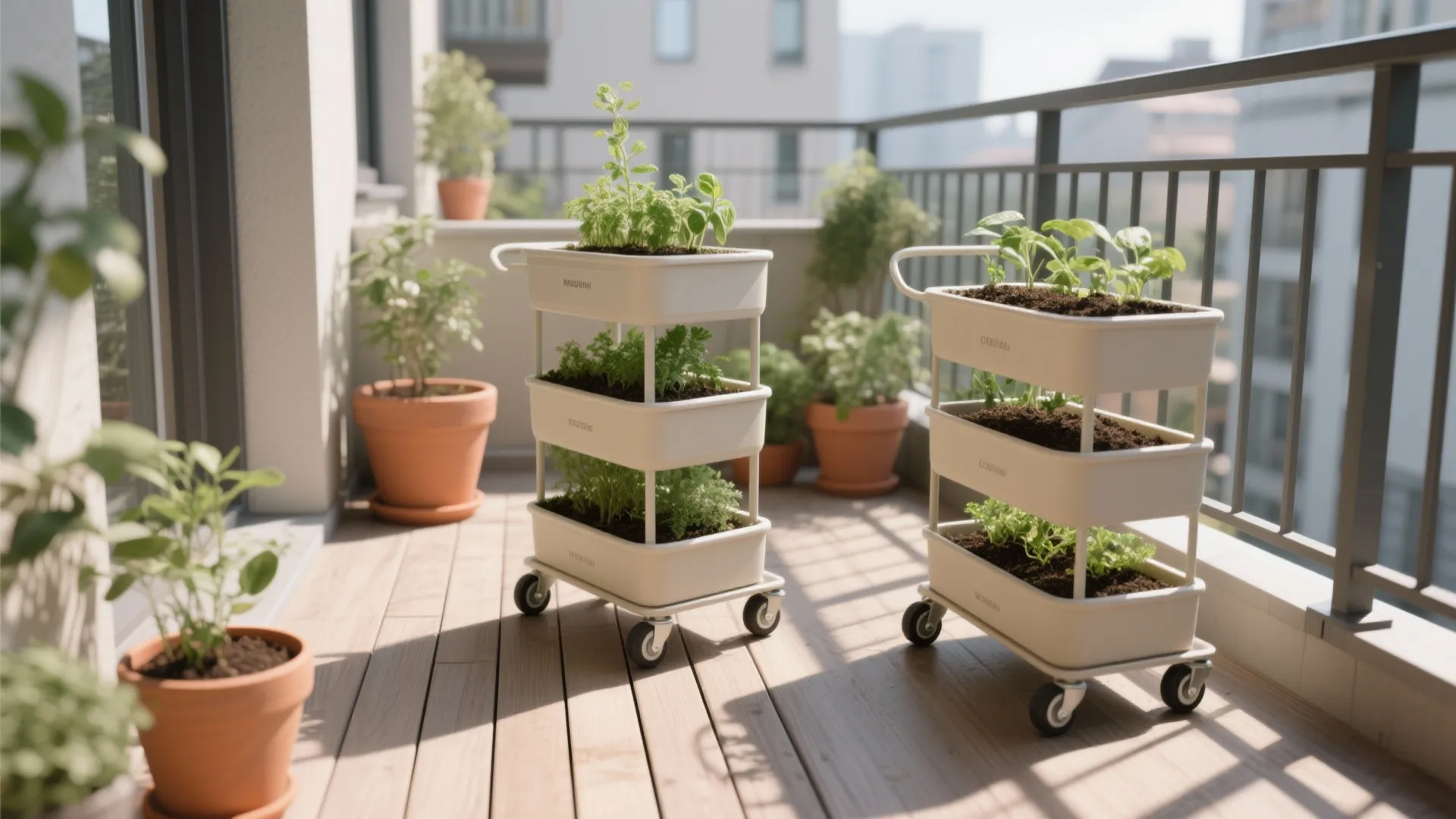 2. Choose mobile containers and layered pots