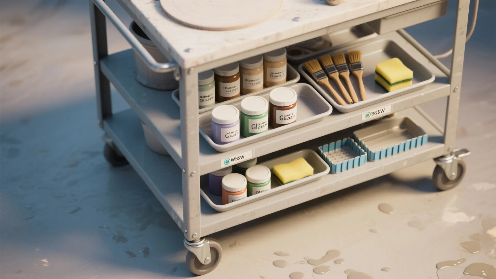 2. Mobile Glaze Station on Wheels