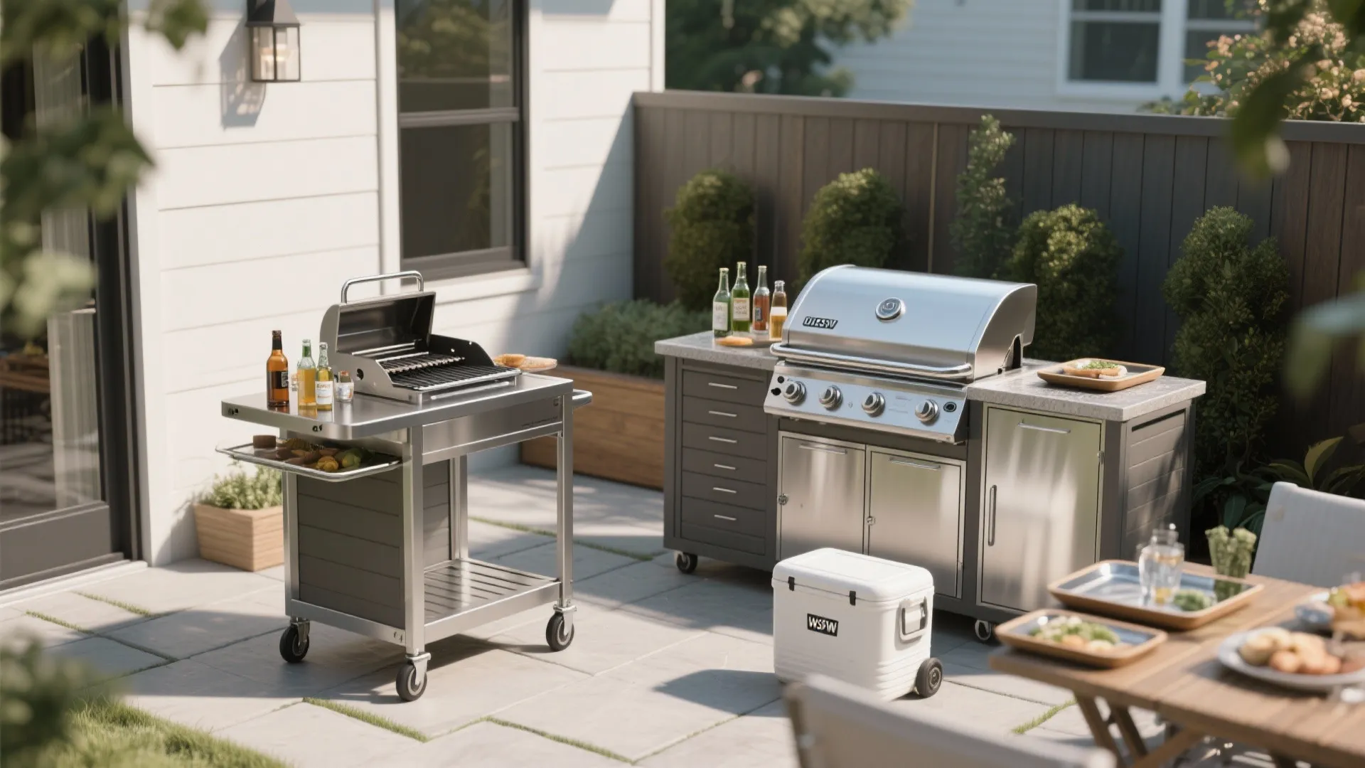 4. Mobile Grill Cart plus Beverage Station