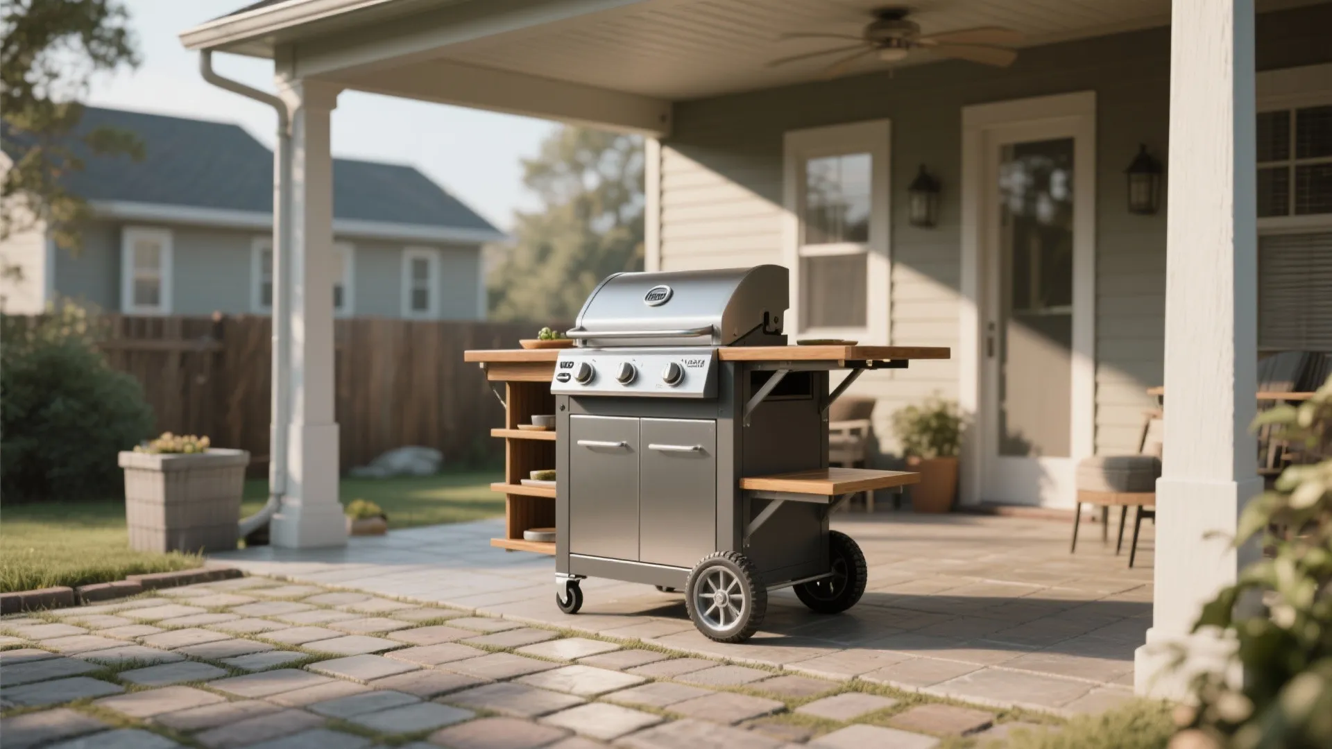 2. Mobile Grill Cart with Foldaway Prep