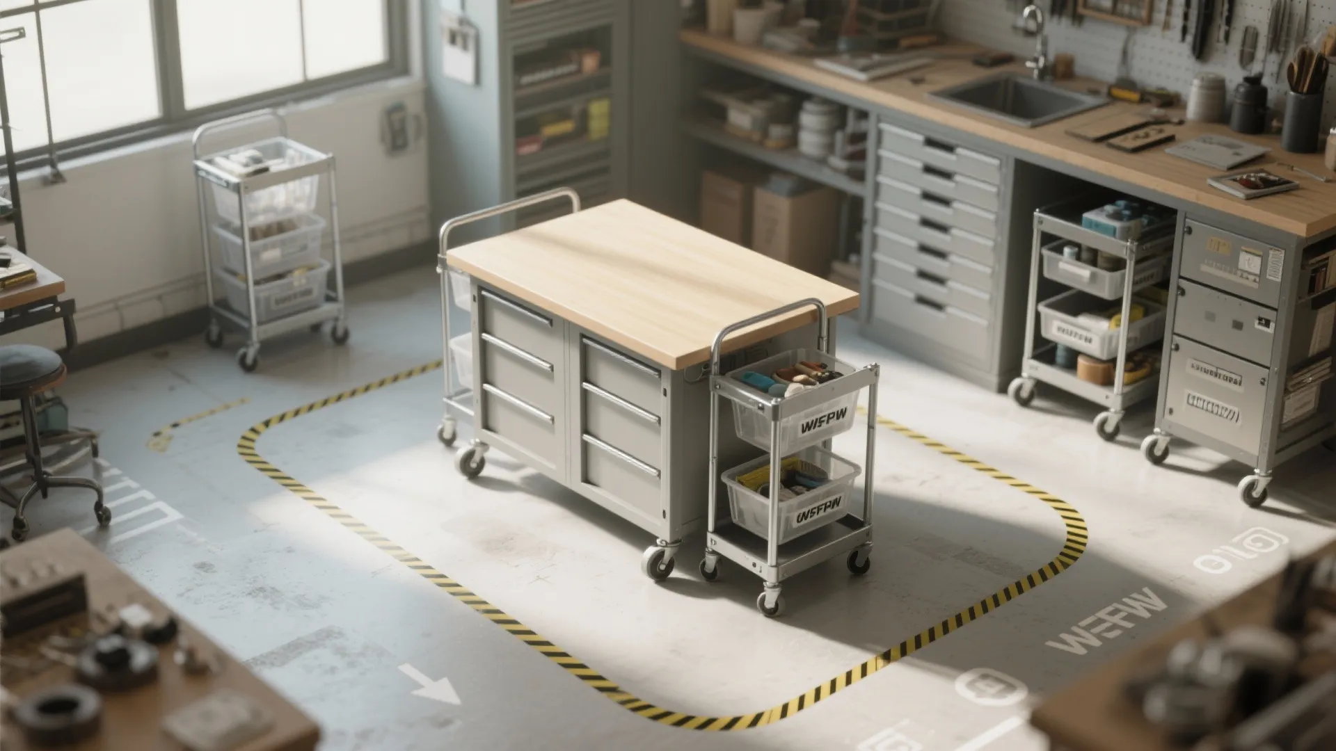 3. Mobile Island + Rolling Carts