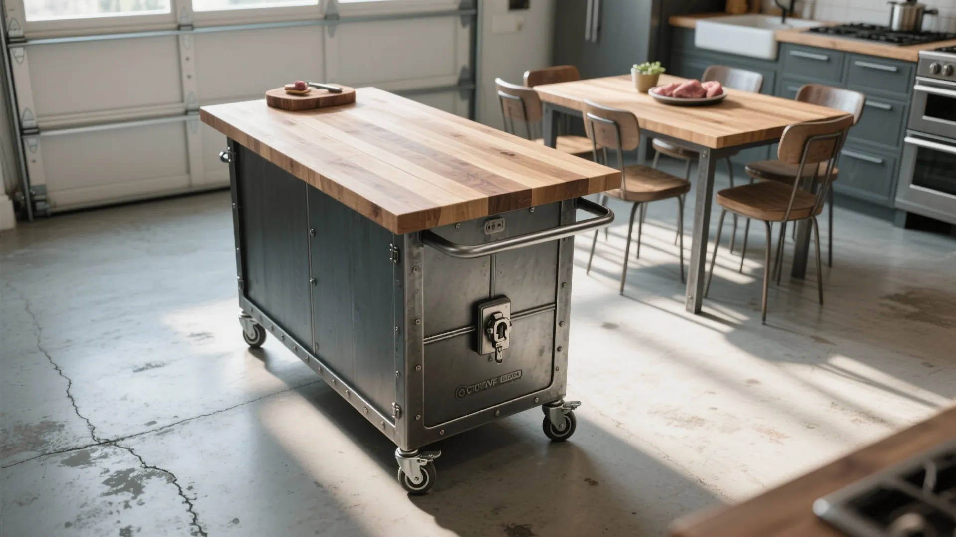 4. Mobile island: rolling prep + dining