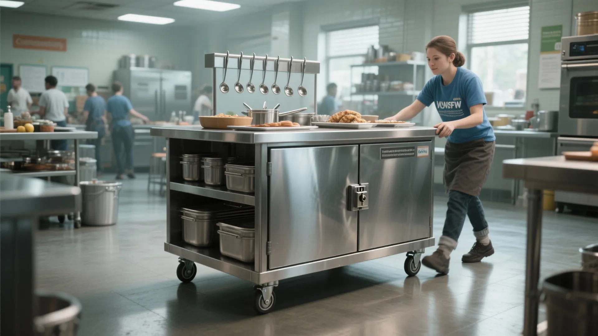 2. Use mobile islands on lockable casters