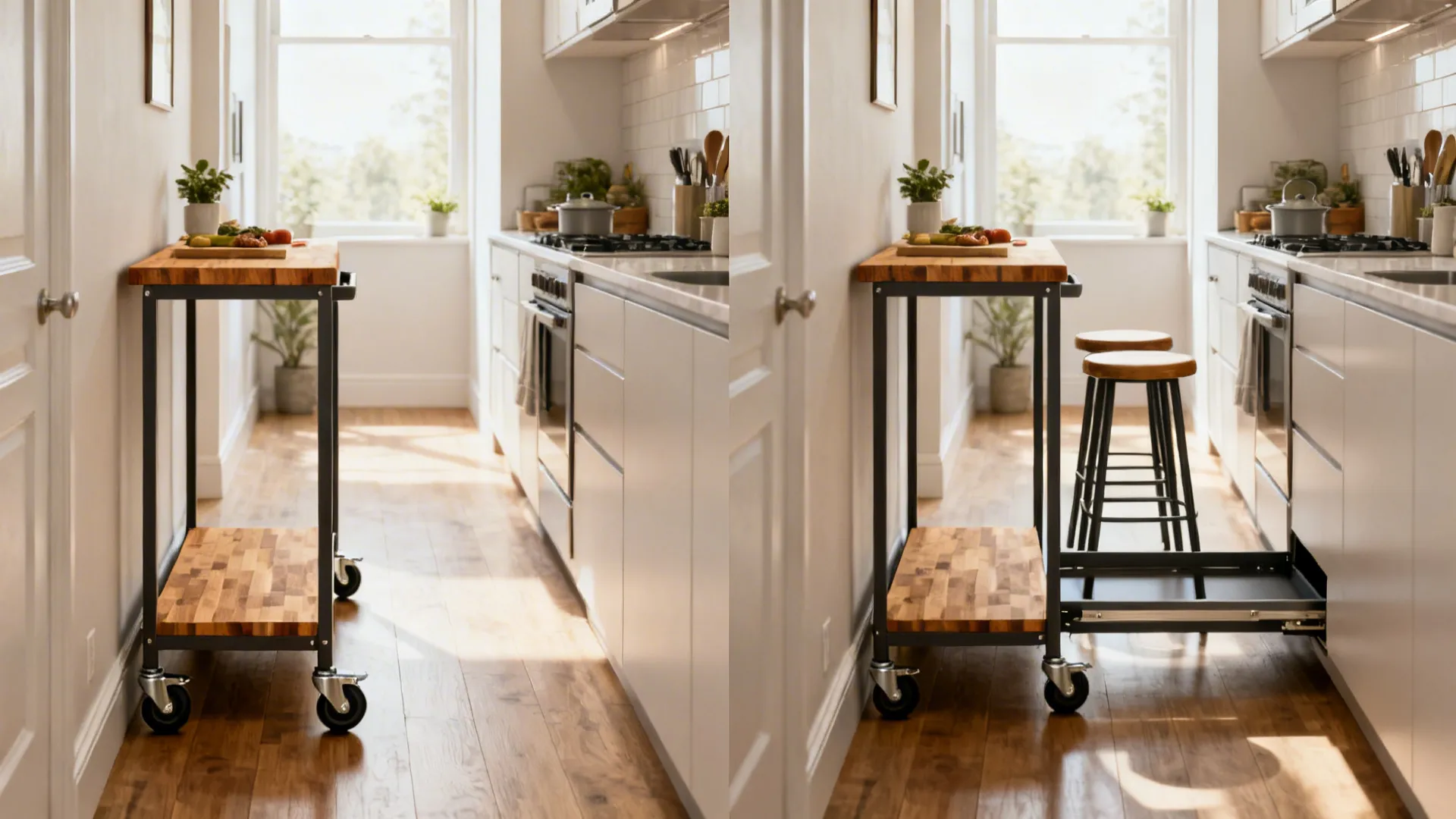 Mobile Island Cart or Peninsula for Micro Spaces