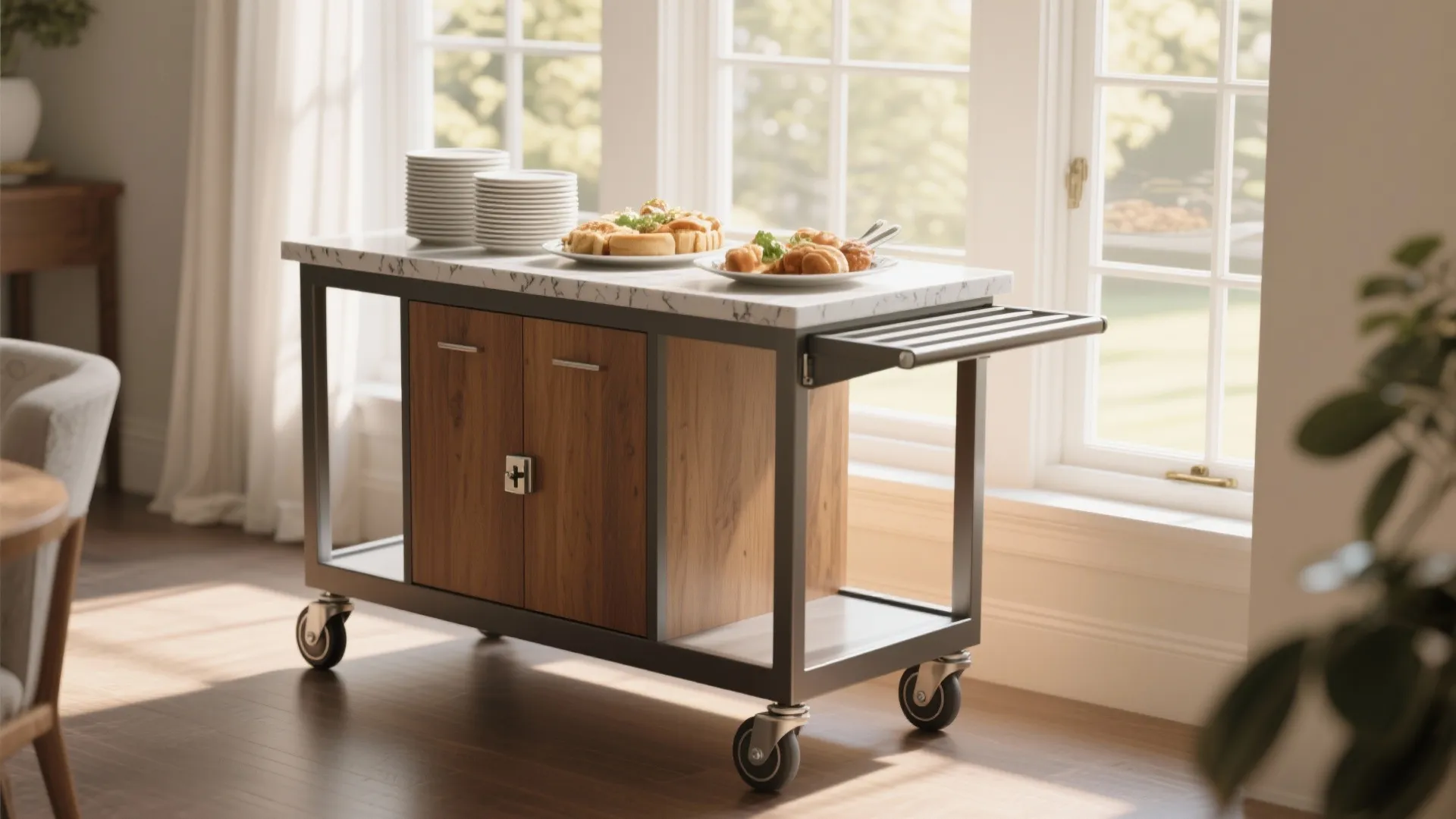 2. Mobile island cart for flexibility