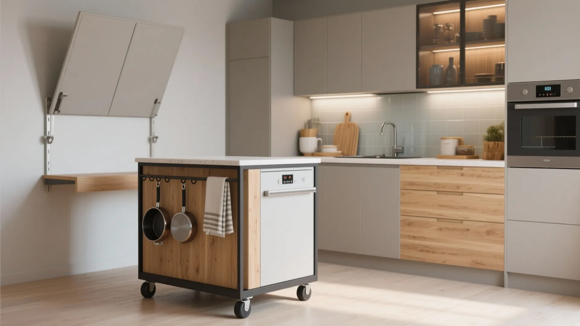 Multi-Tasking Island on Wheels (or a Fold-Down Ledge)