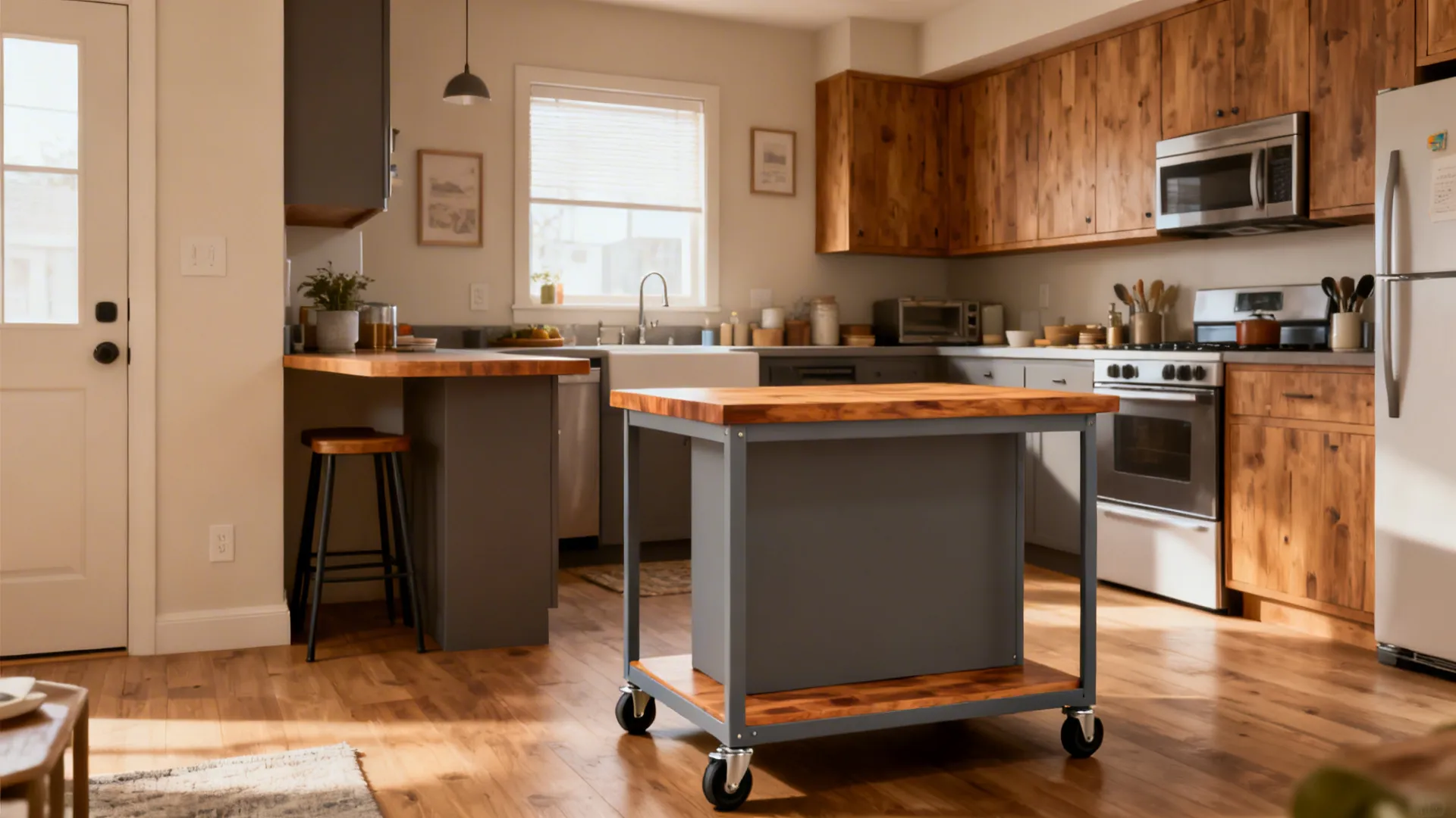 Mobile Island Cart or Peninsula for Micro Spaces