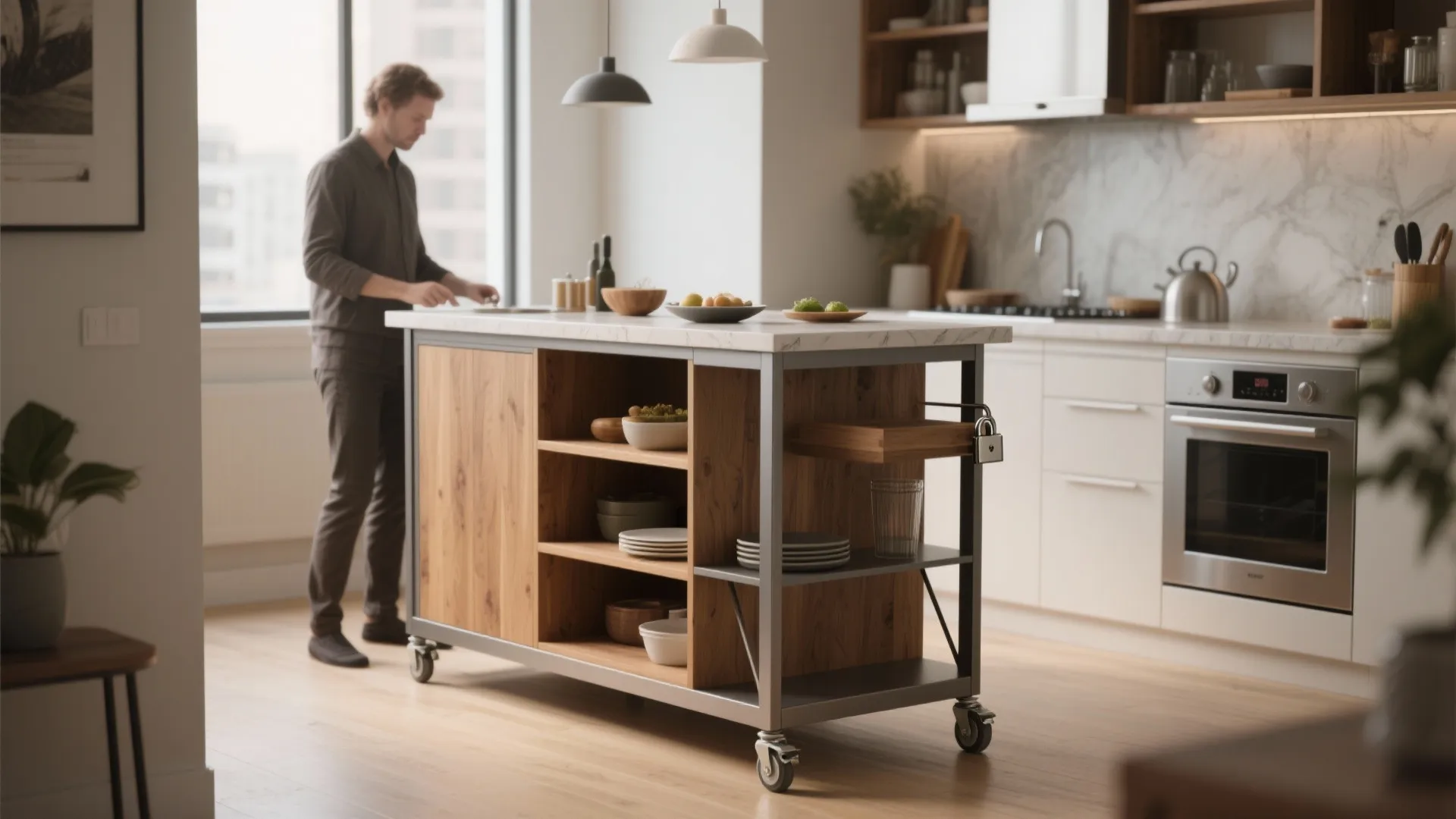 5. Multi-function island on casters