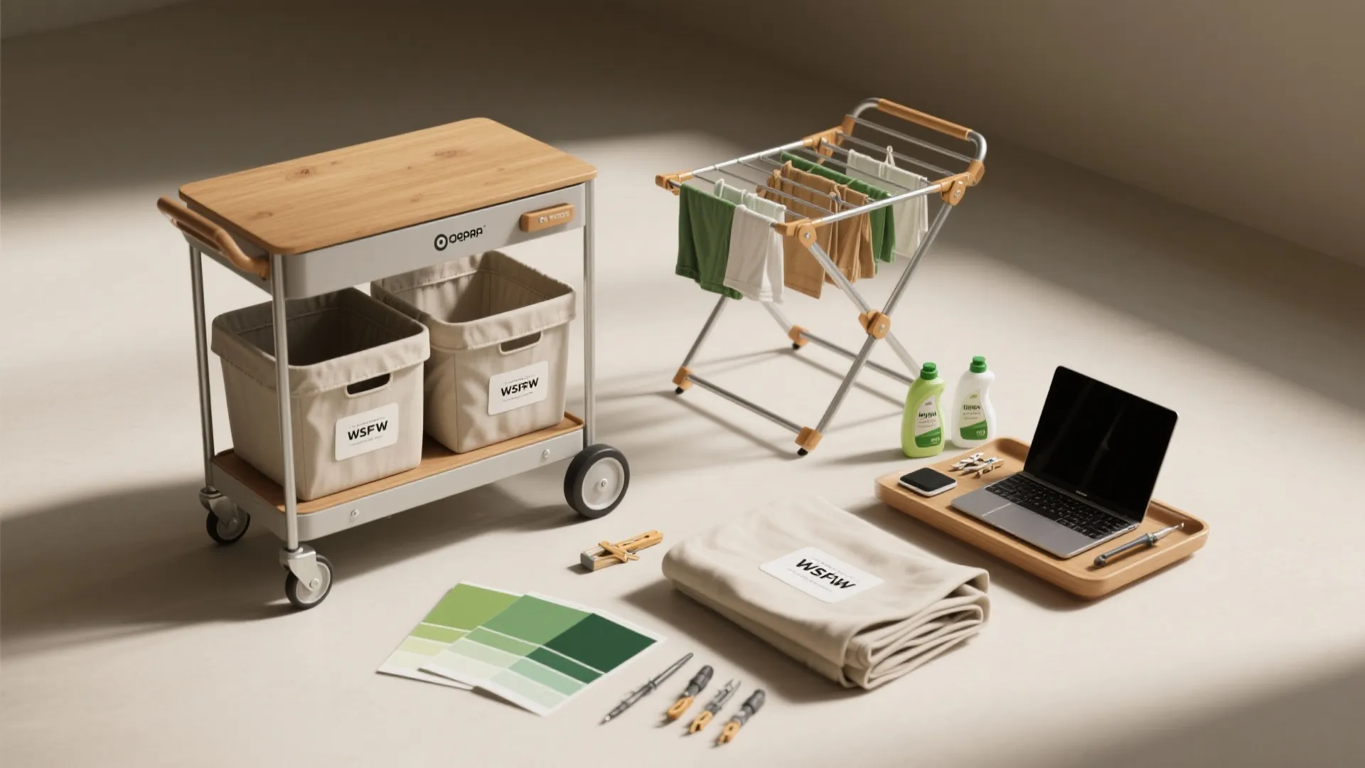 5. Mobile laundry cart and smart drying zone